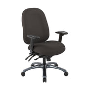 Multi-Function High Back Chair with Seat Slider and Titanium Finish Base - Shale