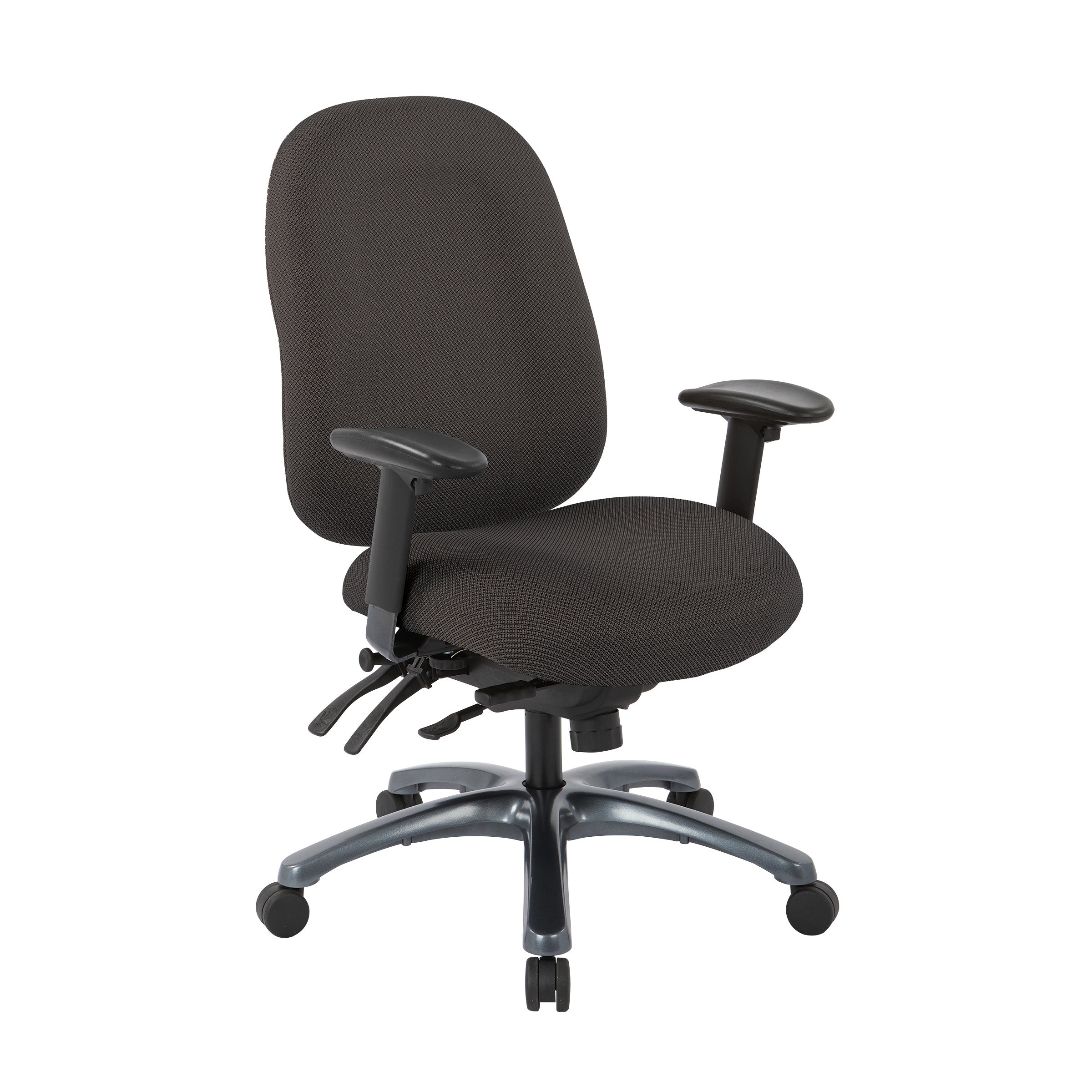Multi-Function High Back Chair with Seat Slider and Titanium Finish Base - Shale