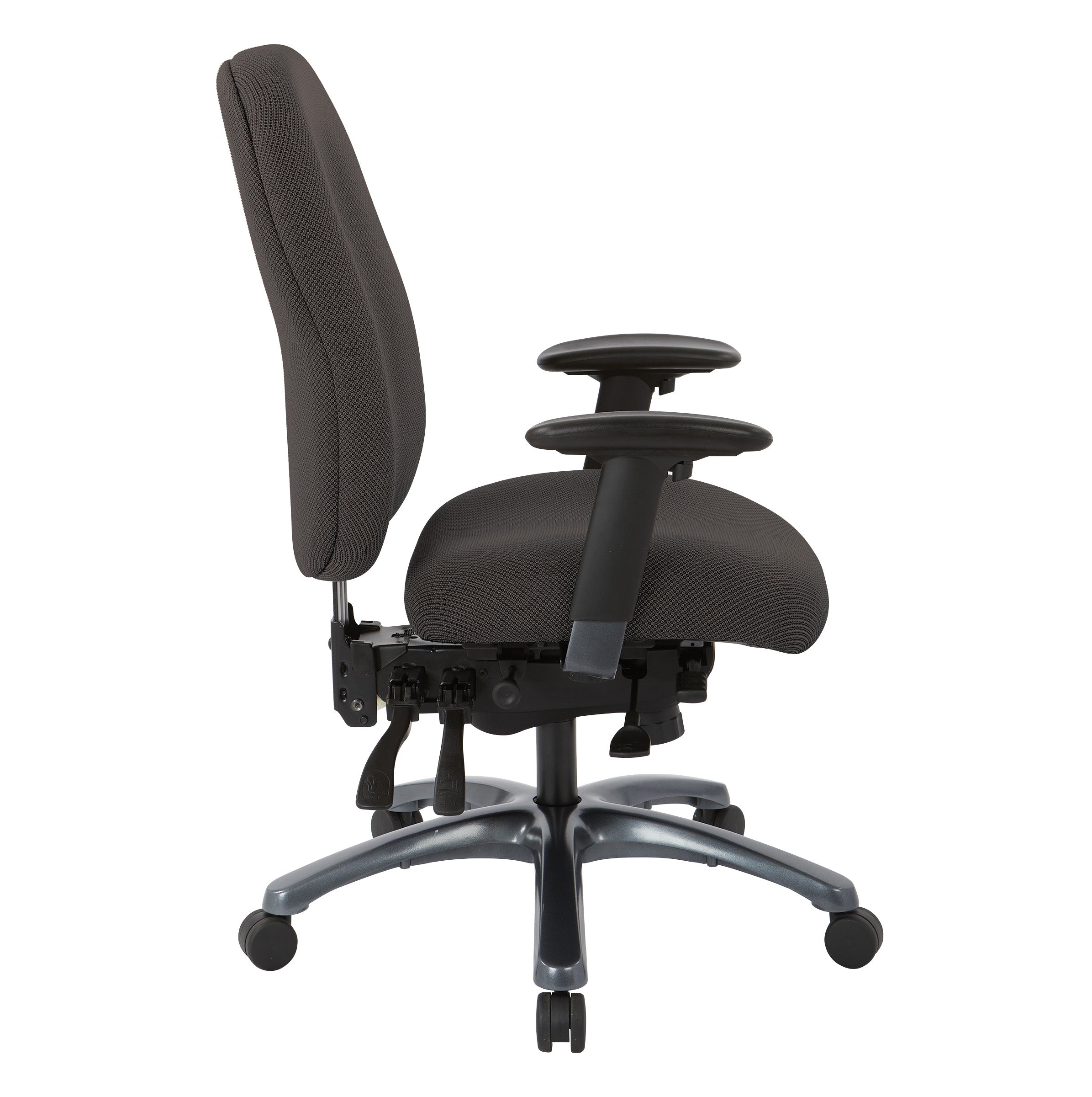 Multi-Function High Back Chair with Seat Slider and Titanium Finish Base - Shale