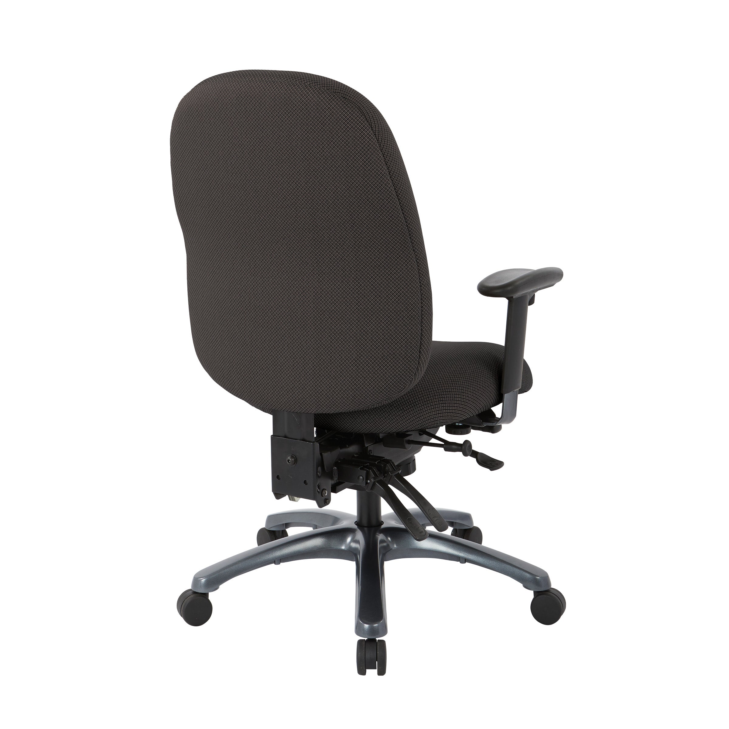 Multi-Function High Back Chair with Seat Slider and Titanium Finish Base - Shale
