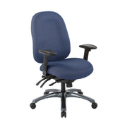 Multi-Function High Back Chair with Seat Slider and Titanium Finish Base - Blue