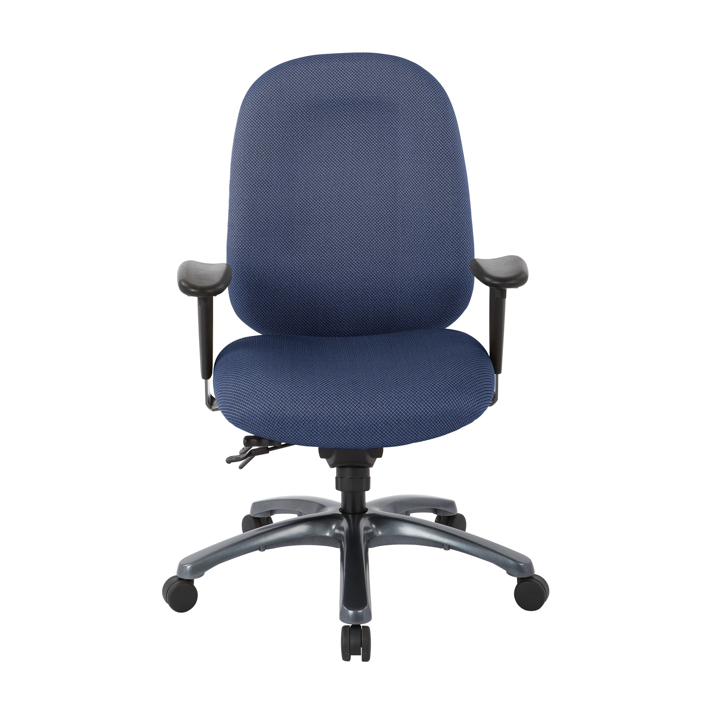Multi-Function High Back Chair with Seat Slider and Titanium Finish Base - Blue