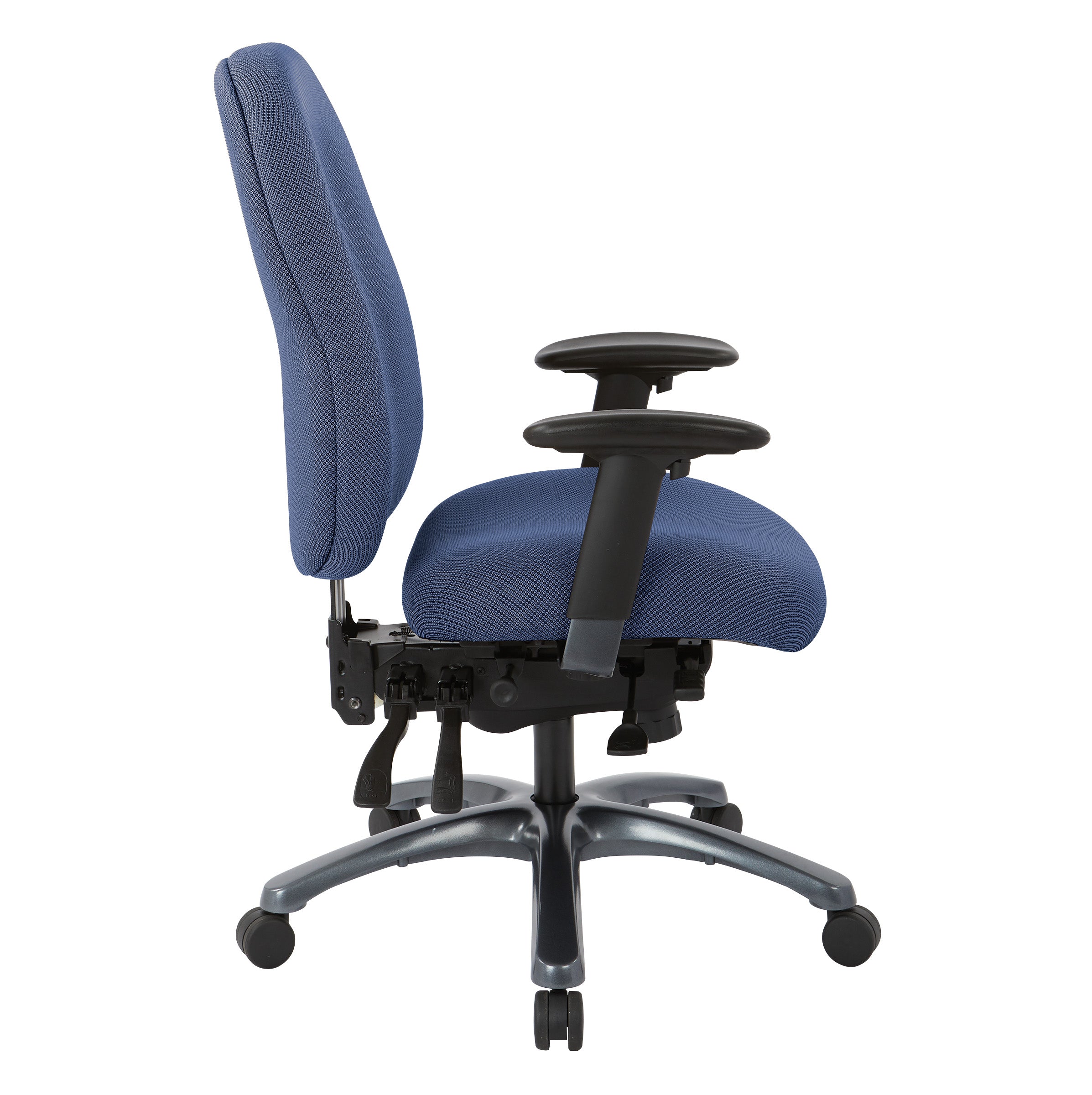 Multi-Function High Back Chair with Seat Slider and Titanium Finish Base - Blue