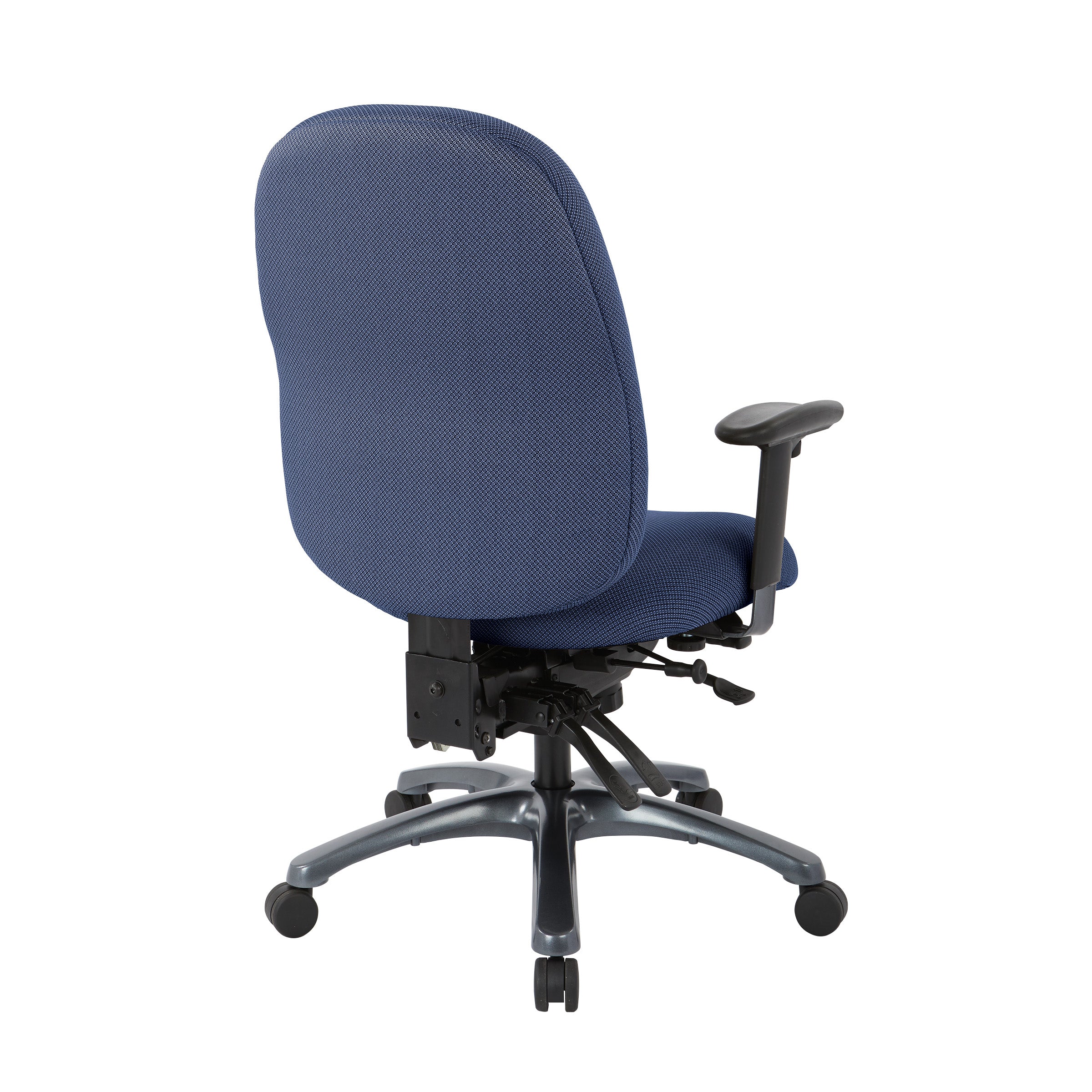 Multi-Function High Back Chair with Seat Slider and Titanium Finish Base - Blue