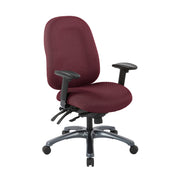 Multi-Function High Back Chair with Seat Slider and Titanium Finish Base - Wine