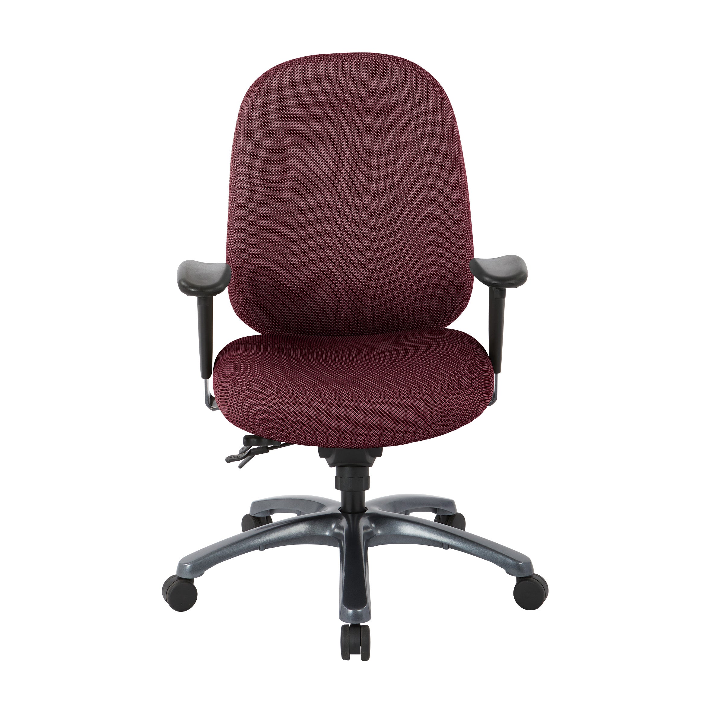 Multi-Function High Back Chair with Seat Slider and Titanium Finish Base - Wine