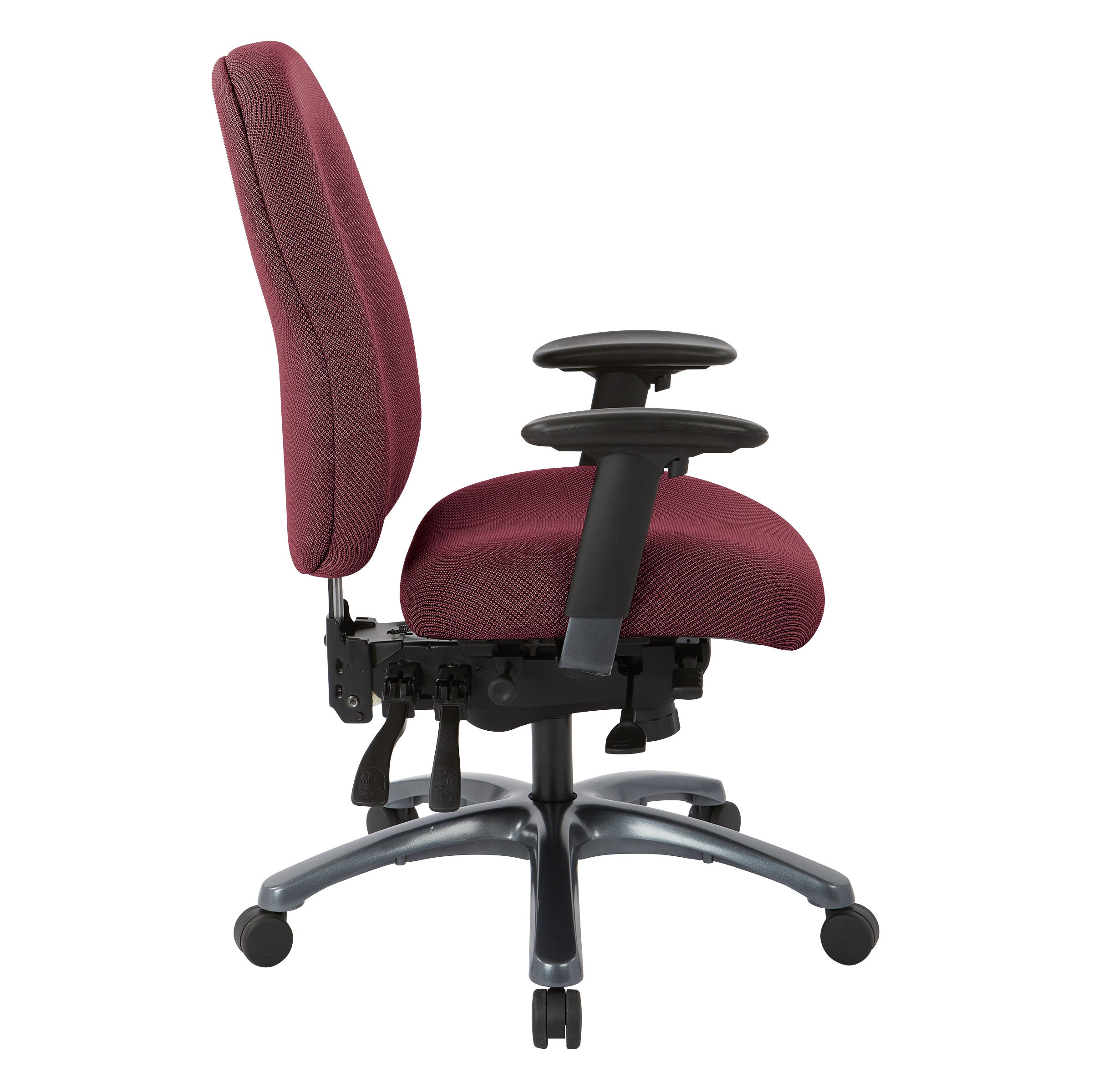 Multi-Function High Back Chair with Seat Slider and Titanium Finish Base - Wine