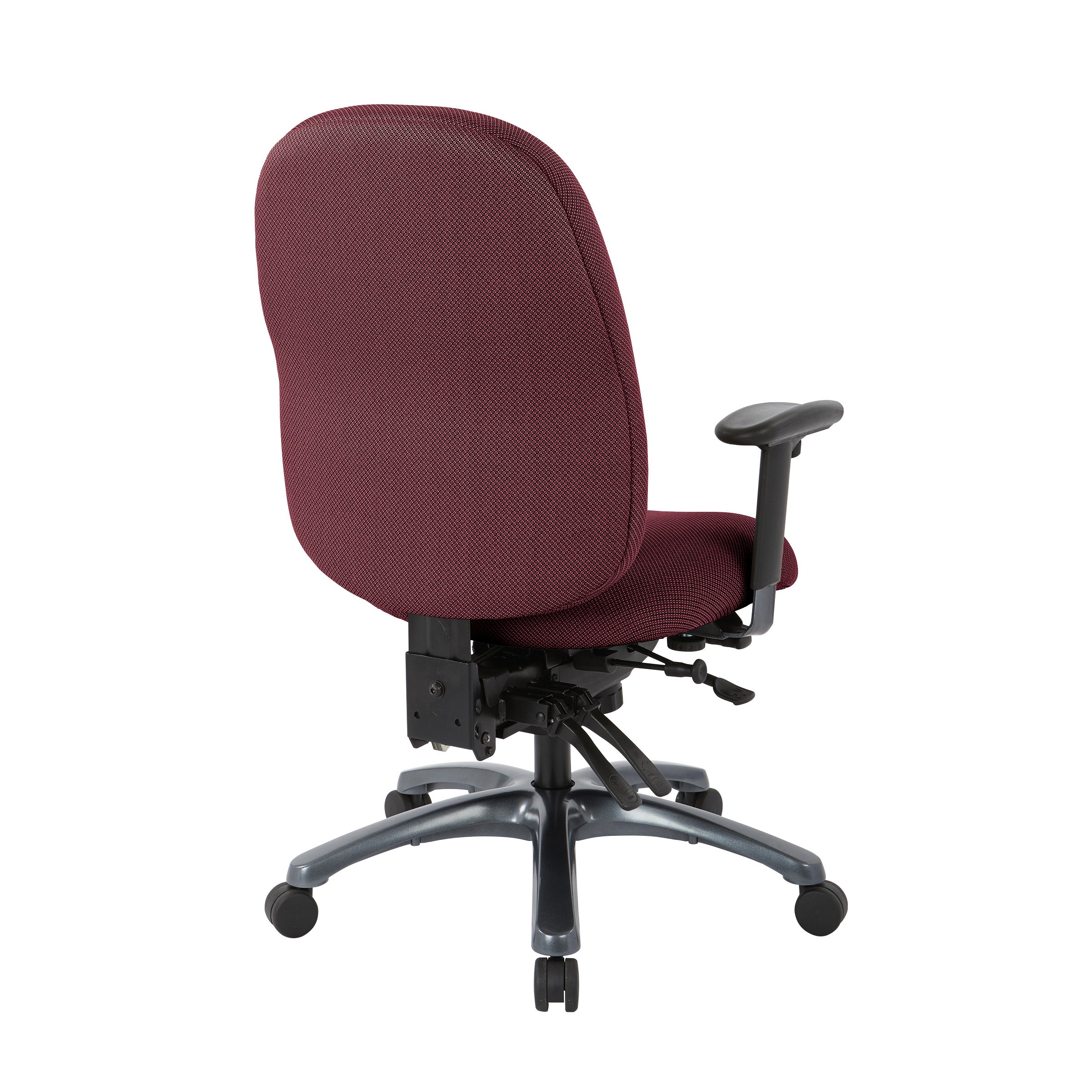 Multi-Function High Back Chair with Seat Slider and Titanium Finish Base - Wine
