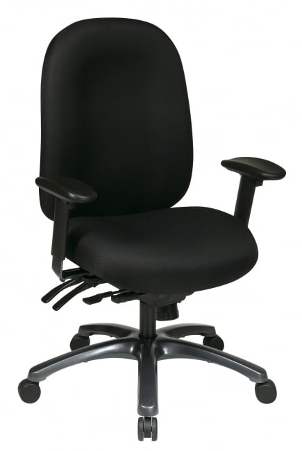 Multi-Function High Back Chair with Seat Slider and Titanium Finish Base - Custom C Grade Fabric