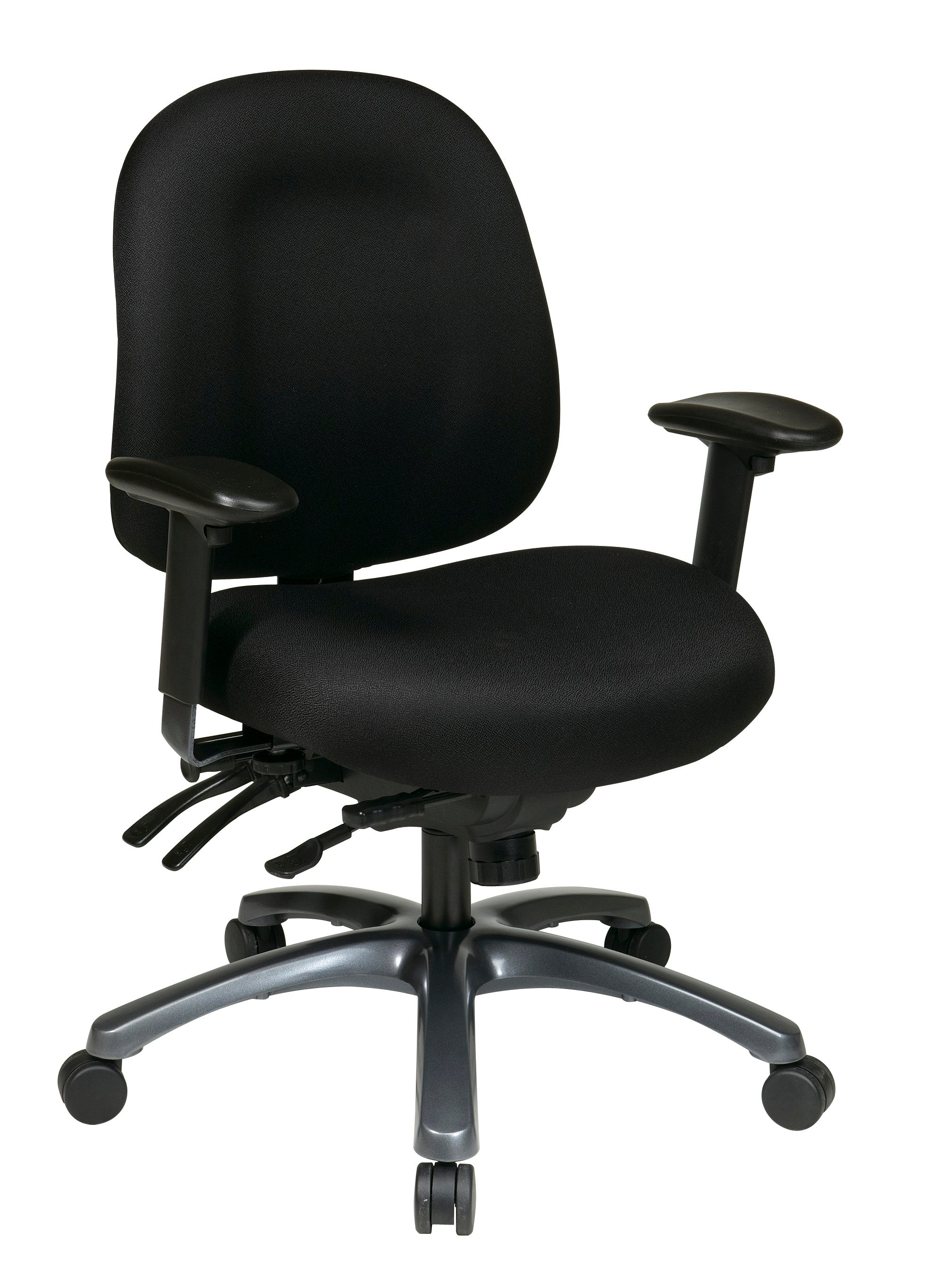 Multi-Function Mid Back Chair with Seat Slider and Titanium Finish Base - Taupe