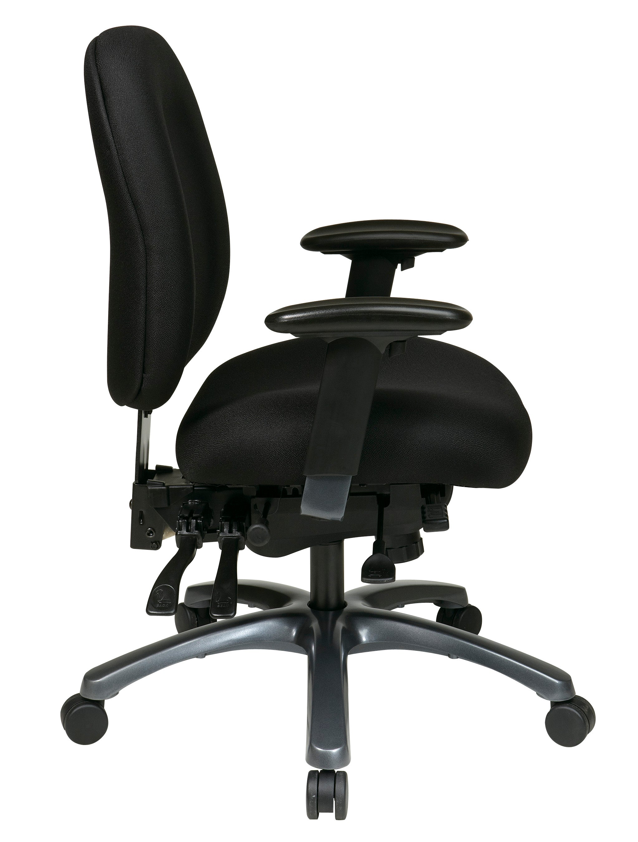 Multi-Function Mid Back Chair with Seat Slider and Titanium Finish Base - Taupe