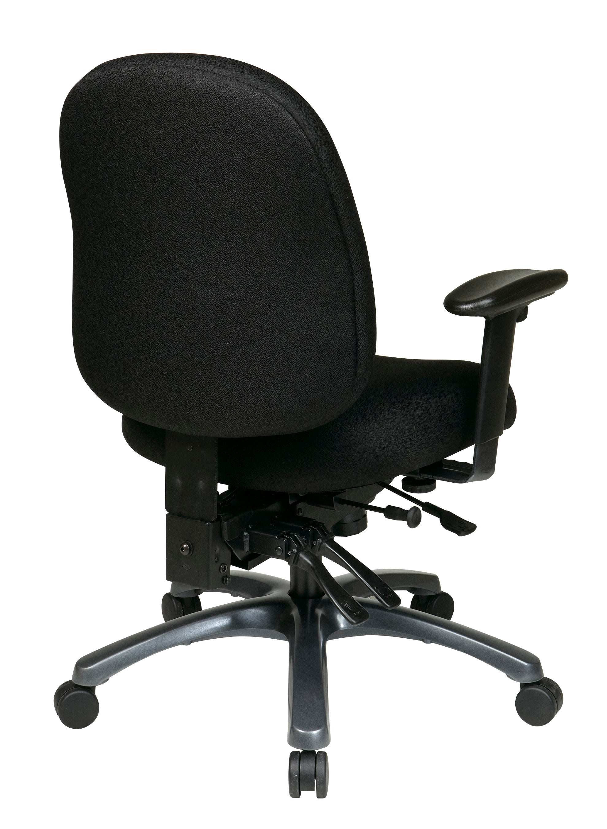 Multi-Function Mid Back Chair with Seat Slider and Titanium Finish Base - Taupe