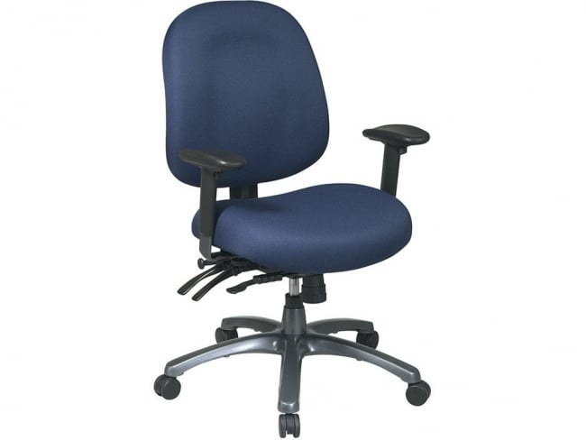 Multi-Function Mid Back Chair with Seat Slider and Titanium Finish Base - Custom B Grade Fabric