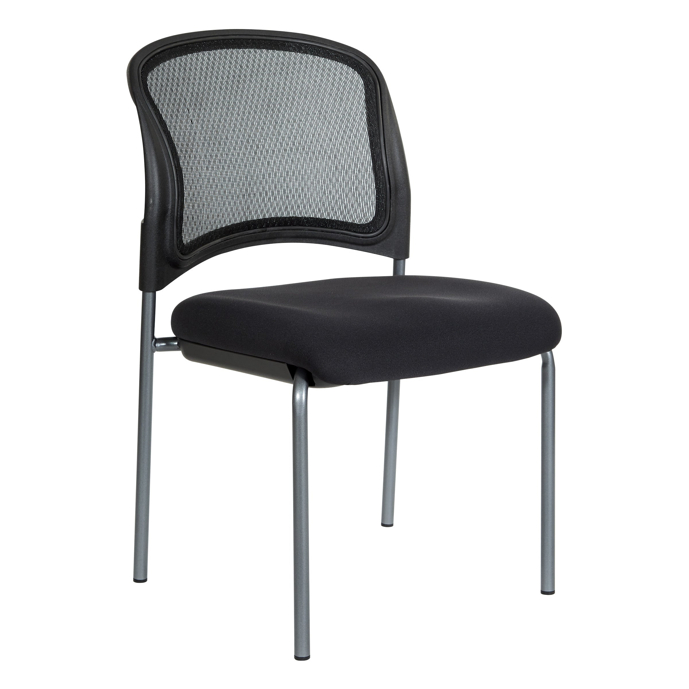Titanium Finish Black Visitors Chair with ProGrid® Back and Straight Legs - Coal