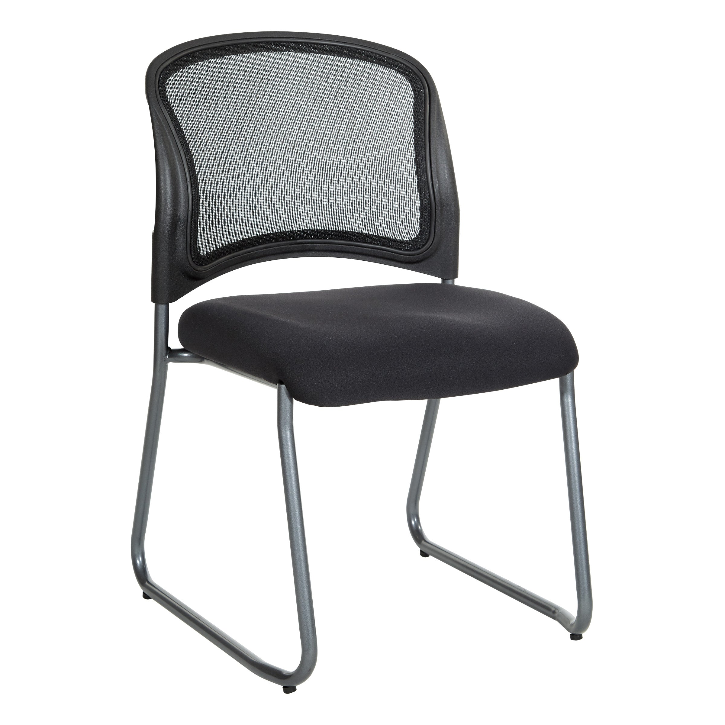 Titanium Finish Black Visitors Chair with ProGrid® Back and Sled Base - Coal