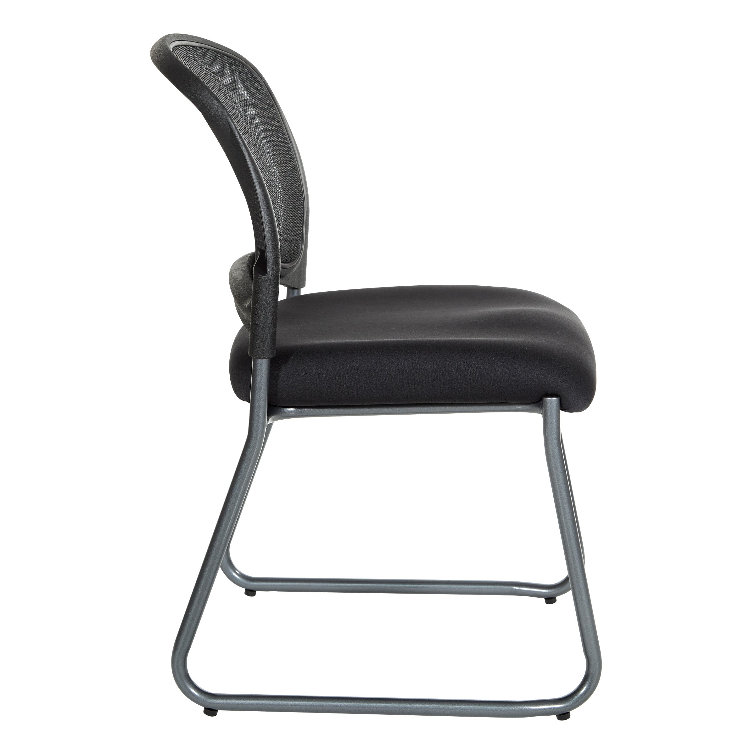 Titanium Finish Black Visitors Chair with ProGrid® Back and Sled Base - Coal