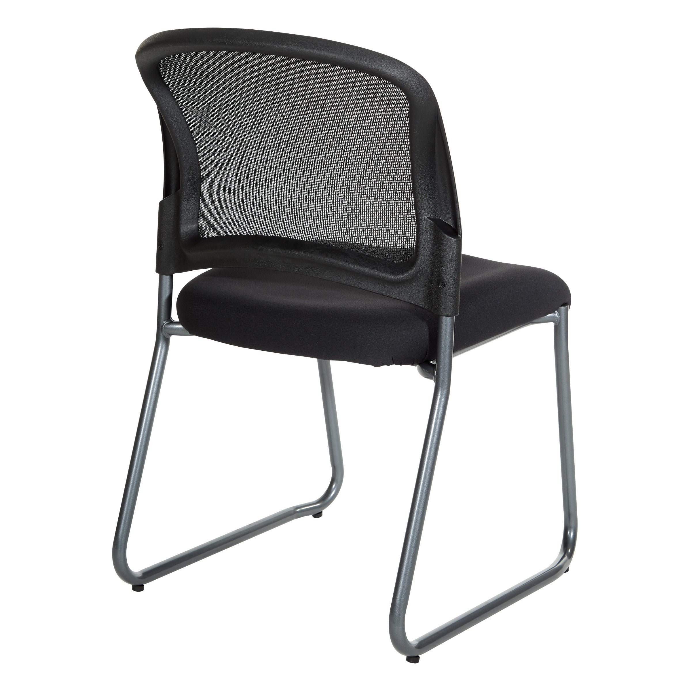 Titanium Finish Black Visitors Chair with ProGrid® Back and Sled Base - Coal