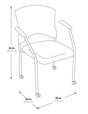 Titanium Finish Rolling Visitors Chair - Custom A Grade Fabric