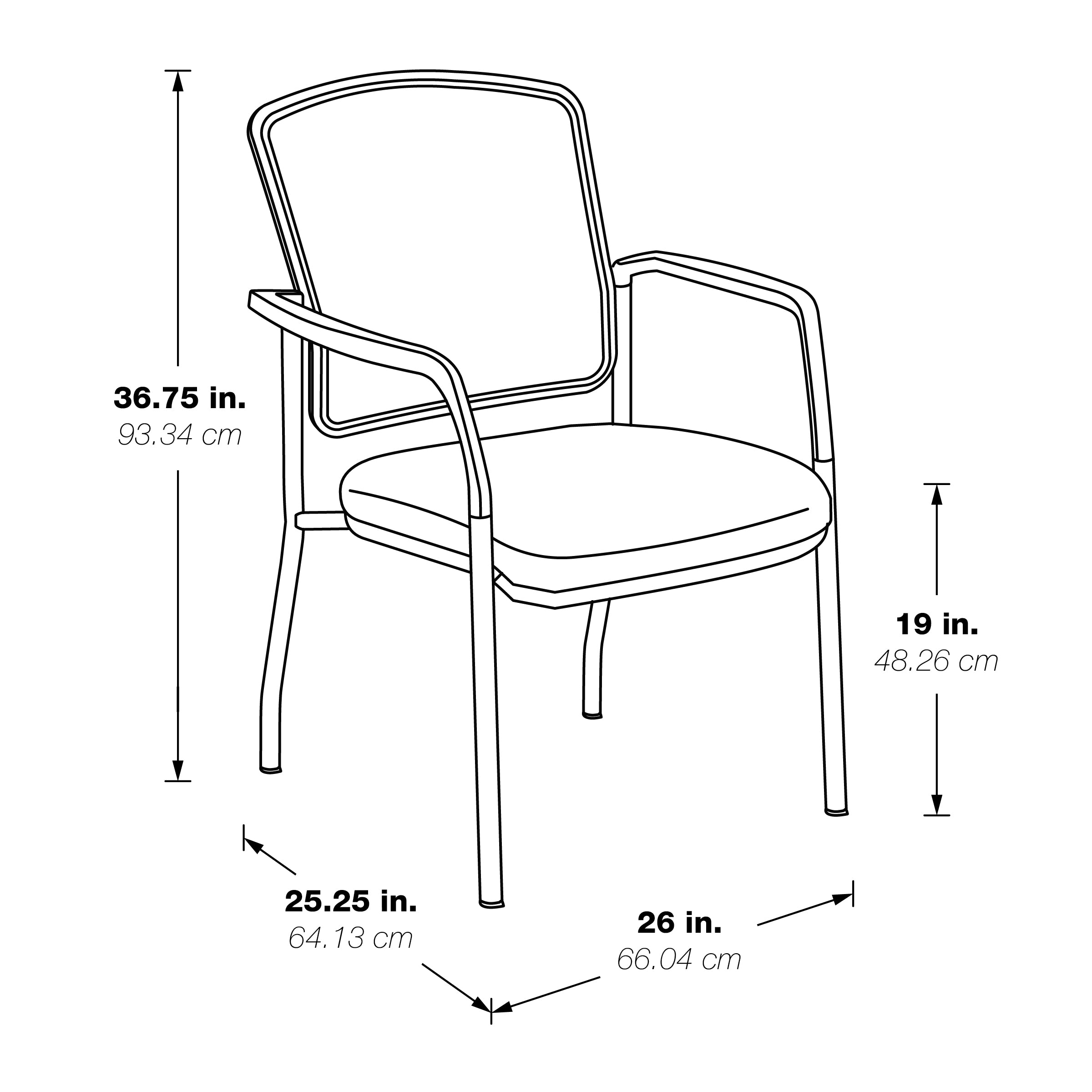 Guest Chair with Chrome Frame - Black