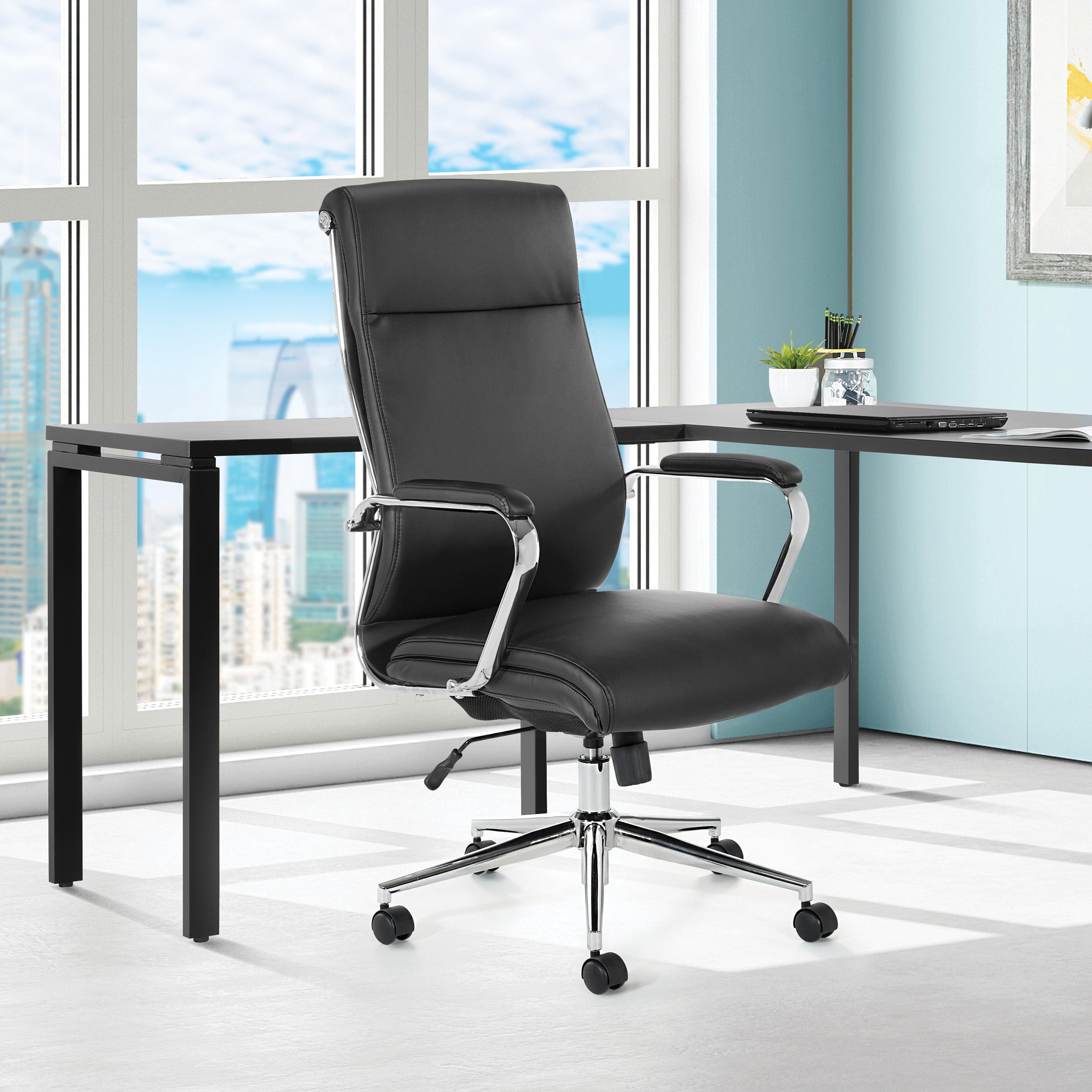 High Bk Silver Ion Technology Fabric Chair - Dillon Black