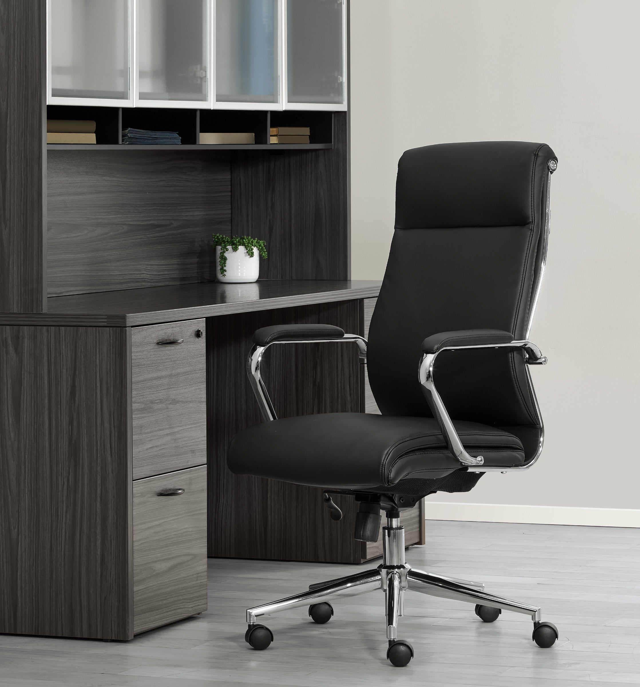 High Bk Silver Ion Technology Fabric Chair - Dillon Black