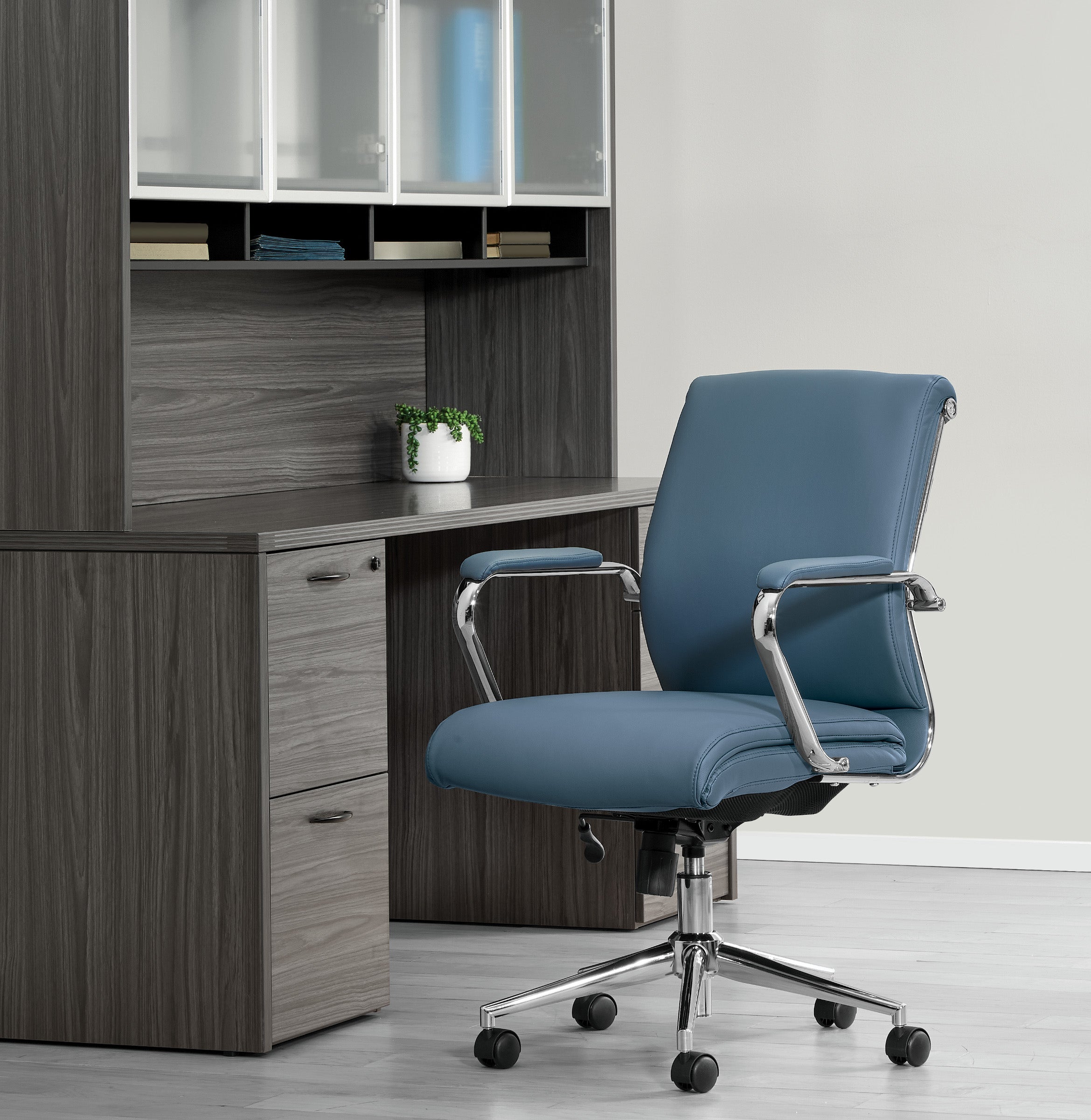 Mid Bk Silver Ion Technology Fabric Chair - Dillon Blue