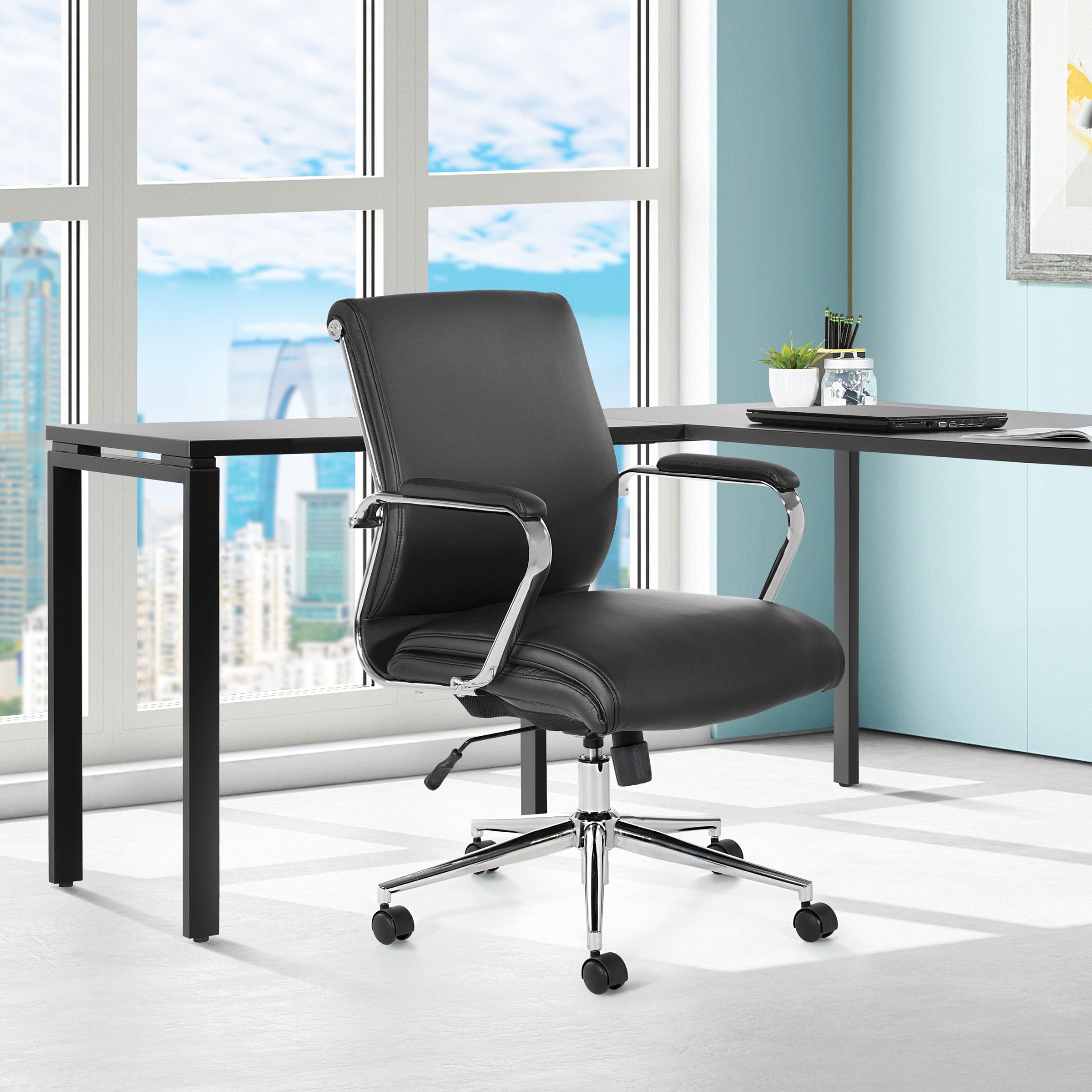 Mid Bk Silver Ion Technology Fabric Chair - Dillon Steel