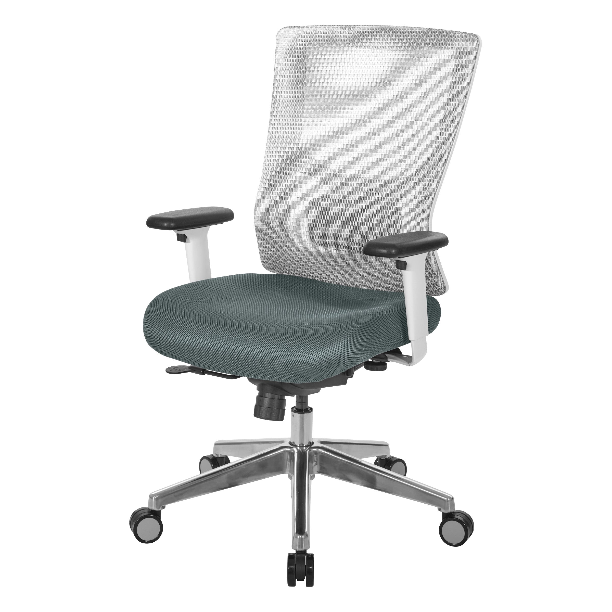 ProGrid® White Mesh Mid Back Chair - White/Grey