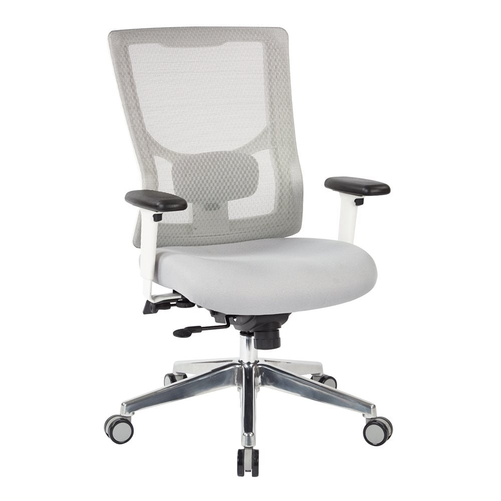 ProGrid® White Mesh Mid Back Chair - White/Grey