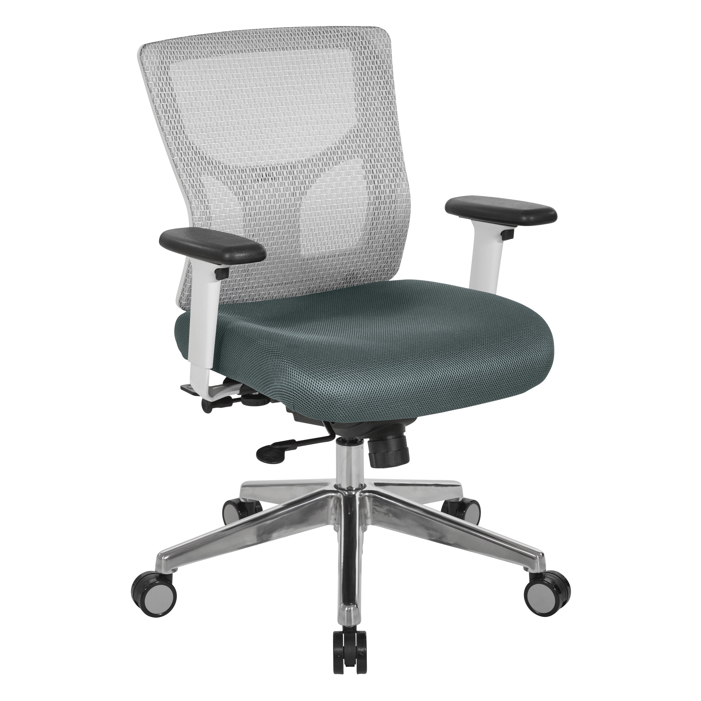 ProGrid® White Mesh Mid Back Chair - White/Grey