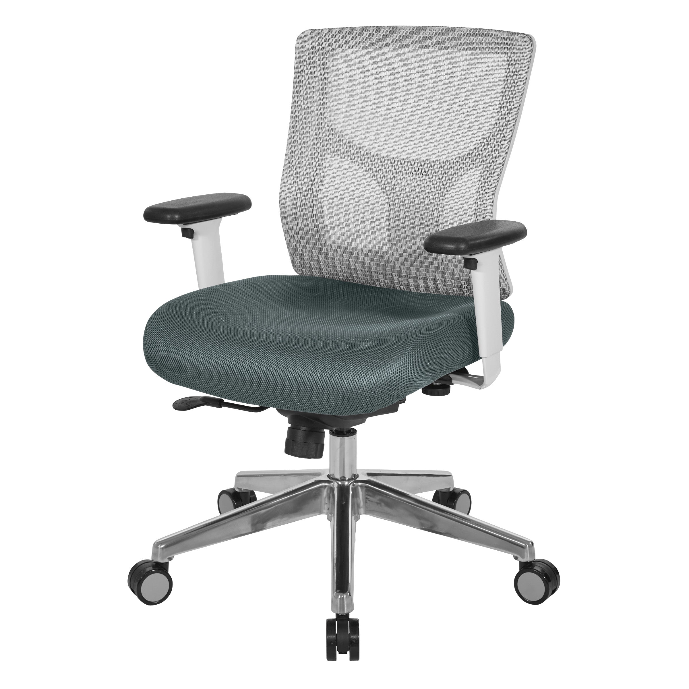 ProGrid® White Mesh Mid Back Chair - White/Grey