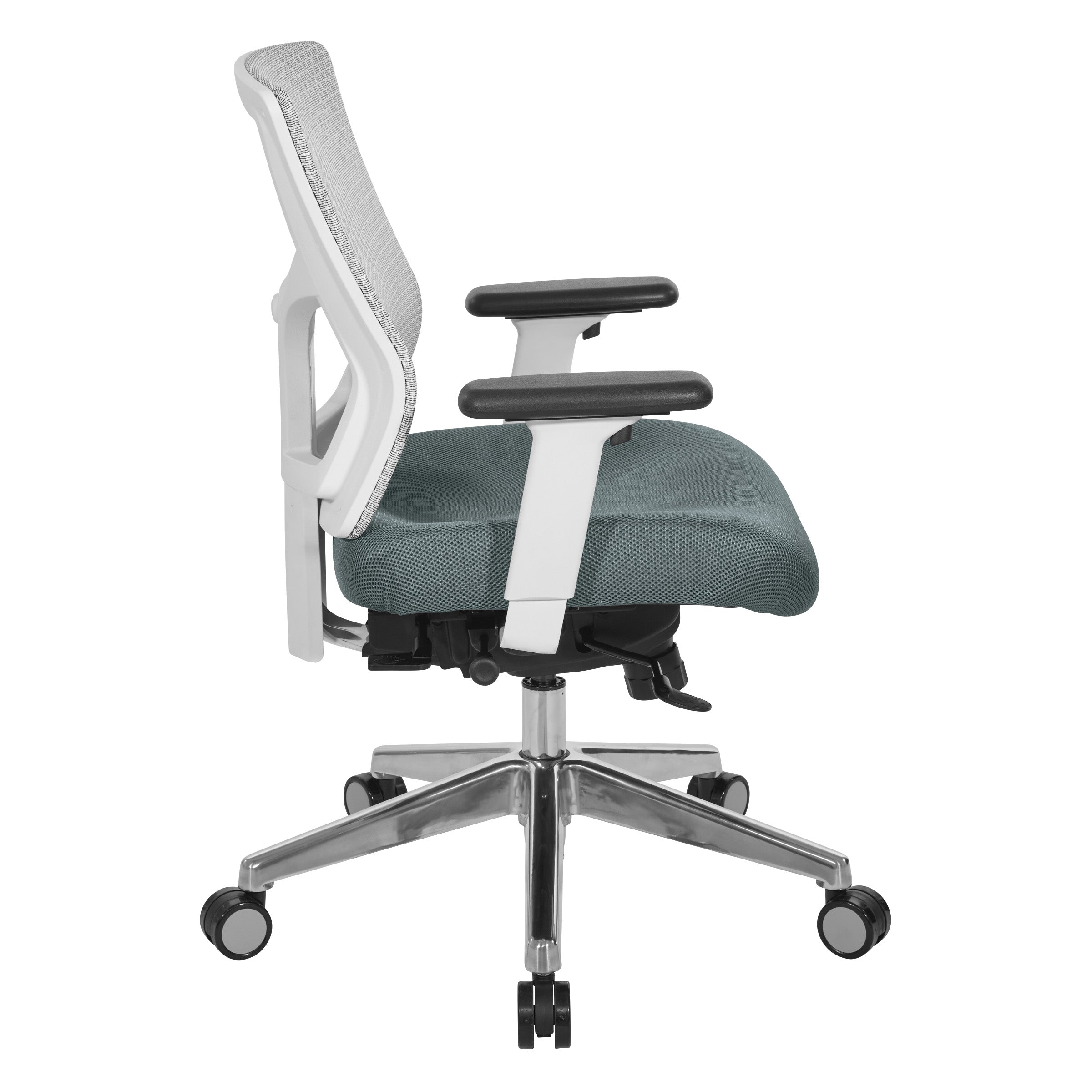 ProGrid® White Mesh Mid Back Chair - White/Grey