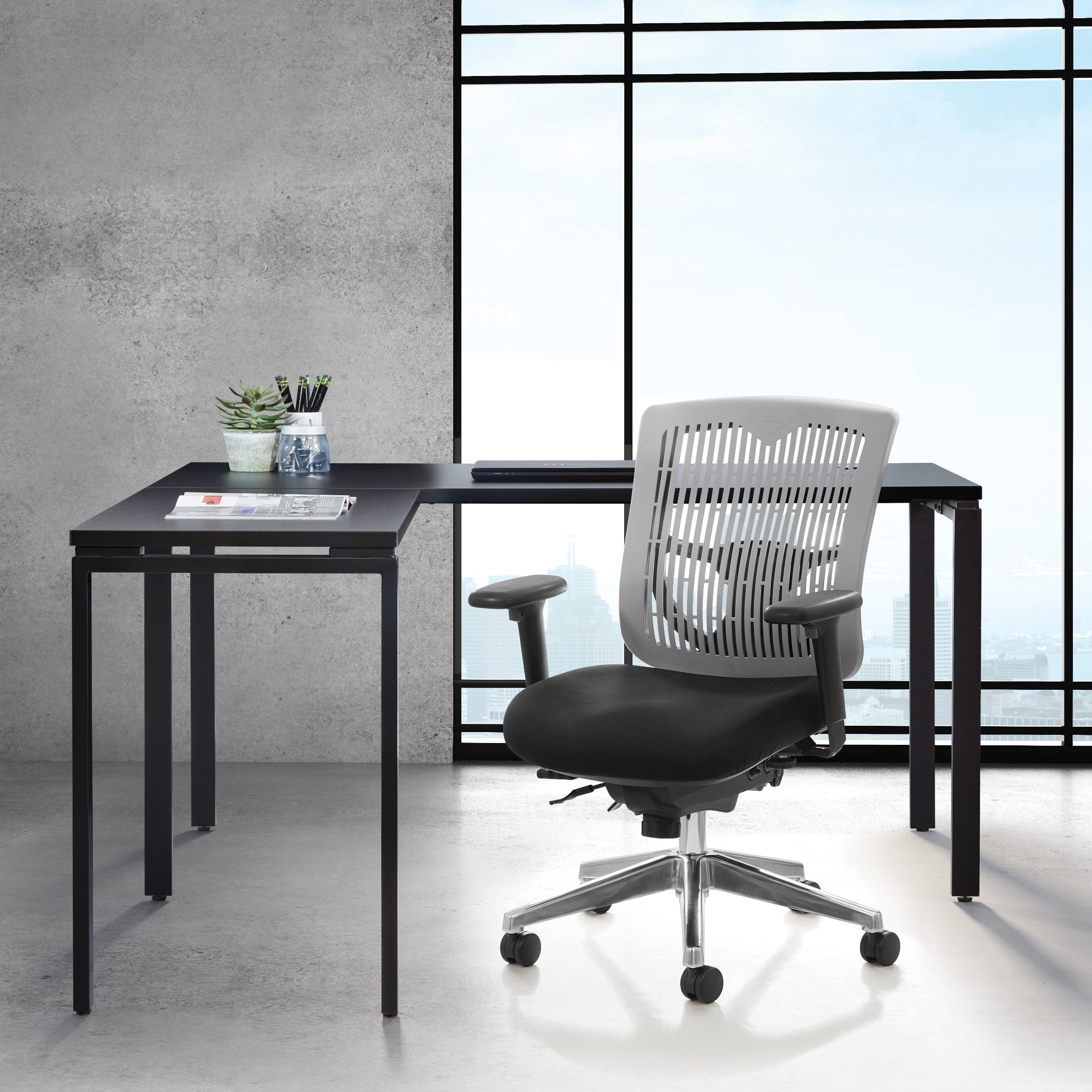 Contoured Plastic back Manager's Ch - Grey