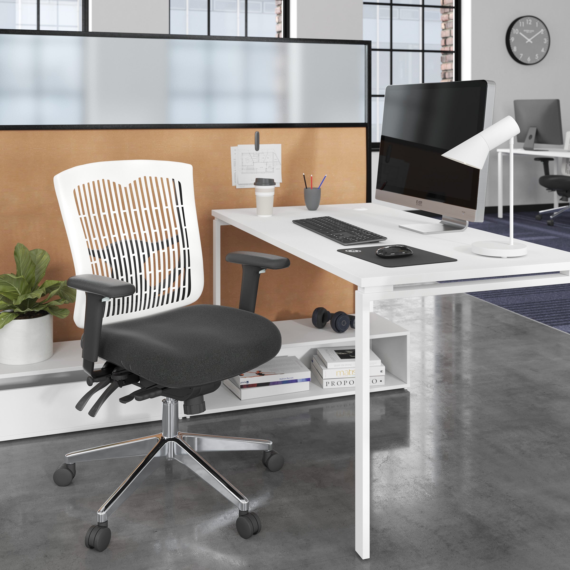 Contoured Plastic back Manager's Ch - White