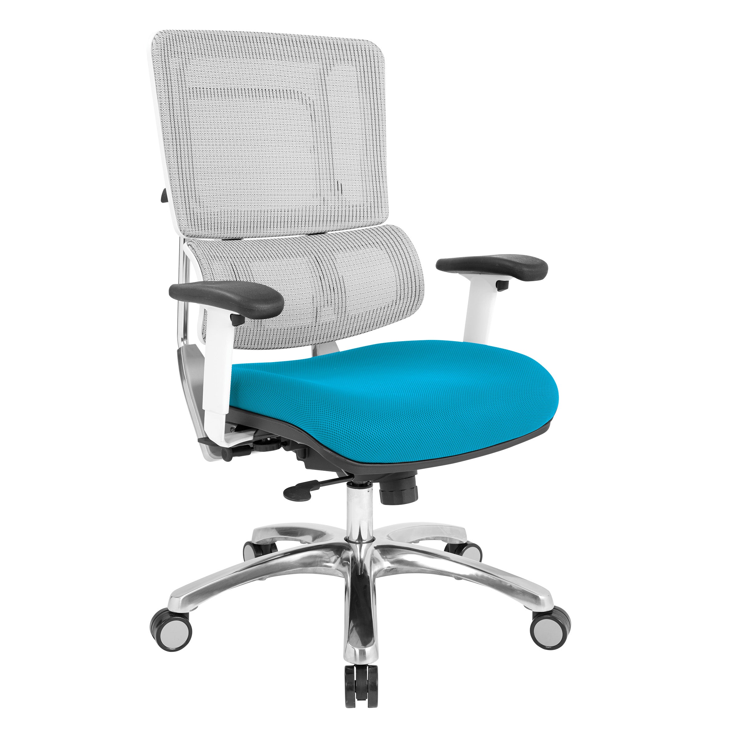 White Vertical Mesh Chair - Blue