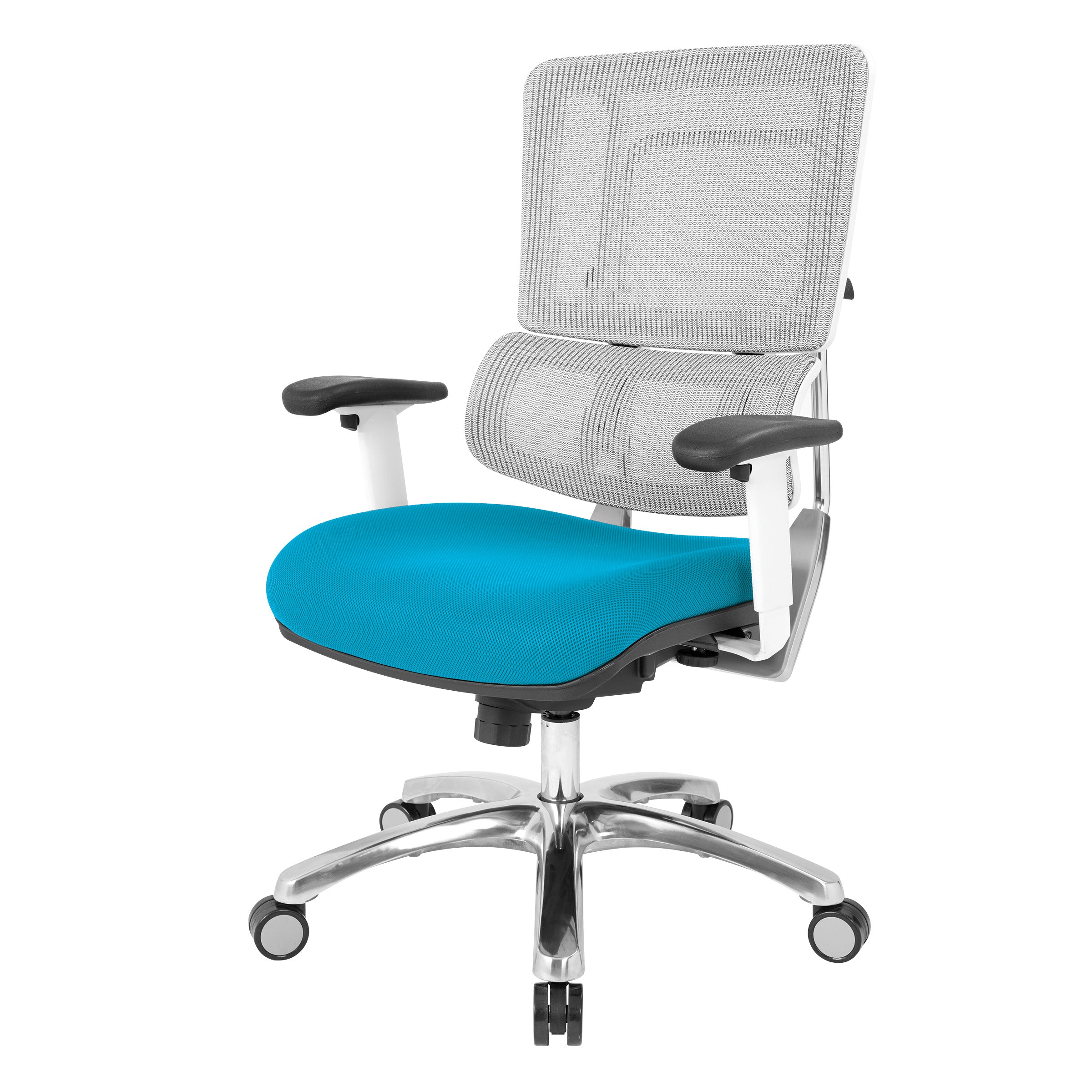 White Vertical Mesh Chair - Blue