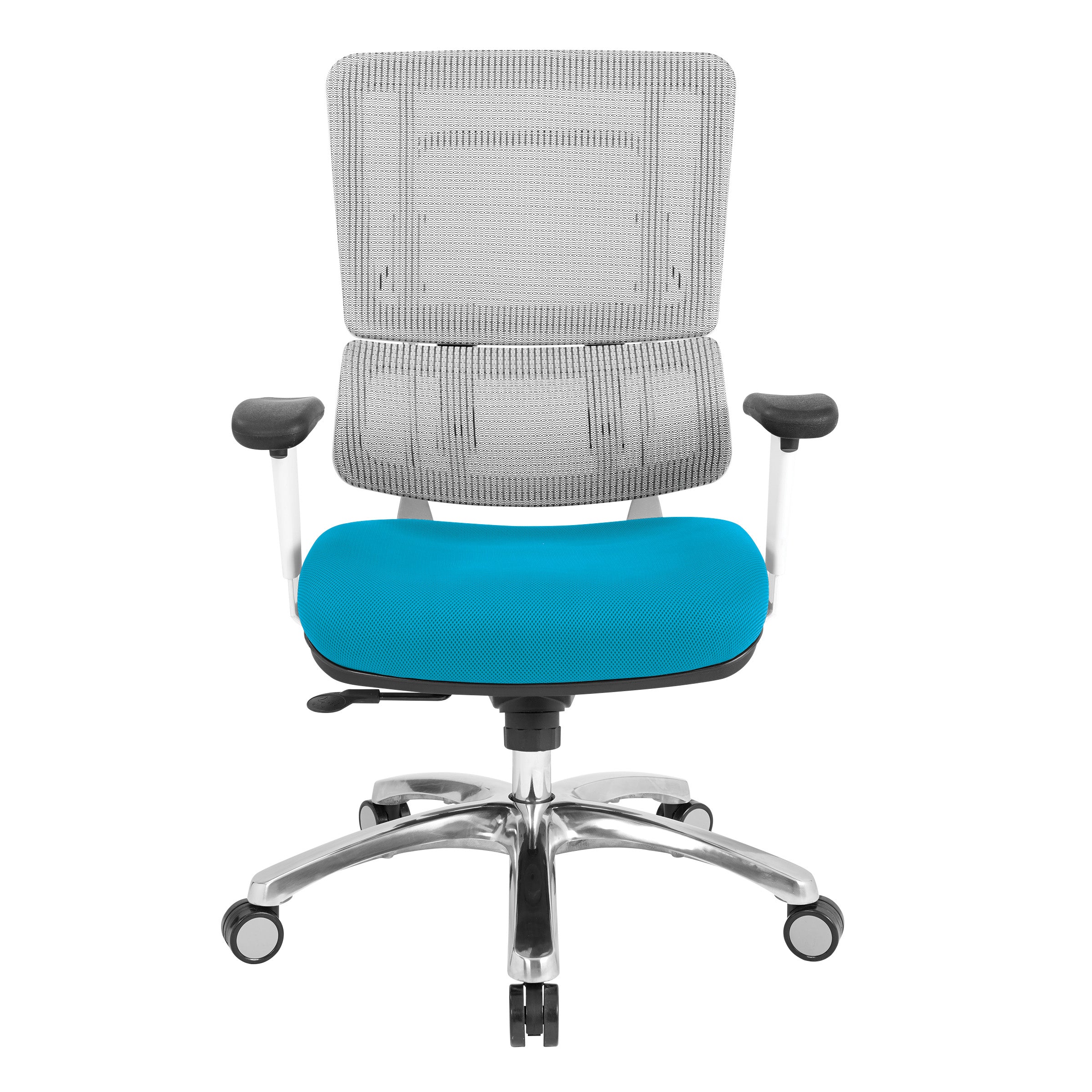 White Vertical Mesh Chair - Blue