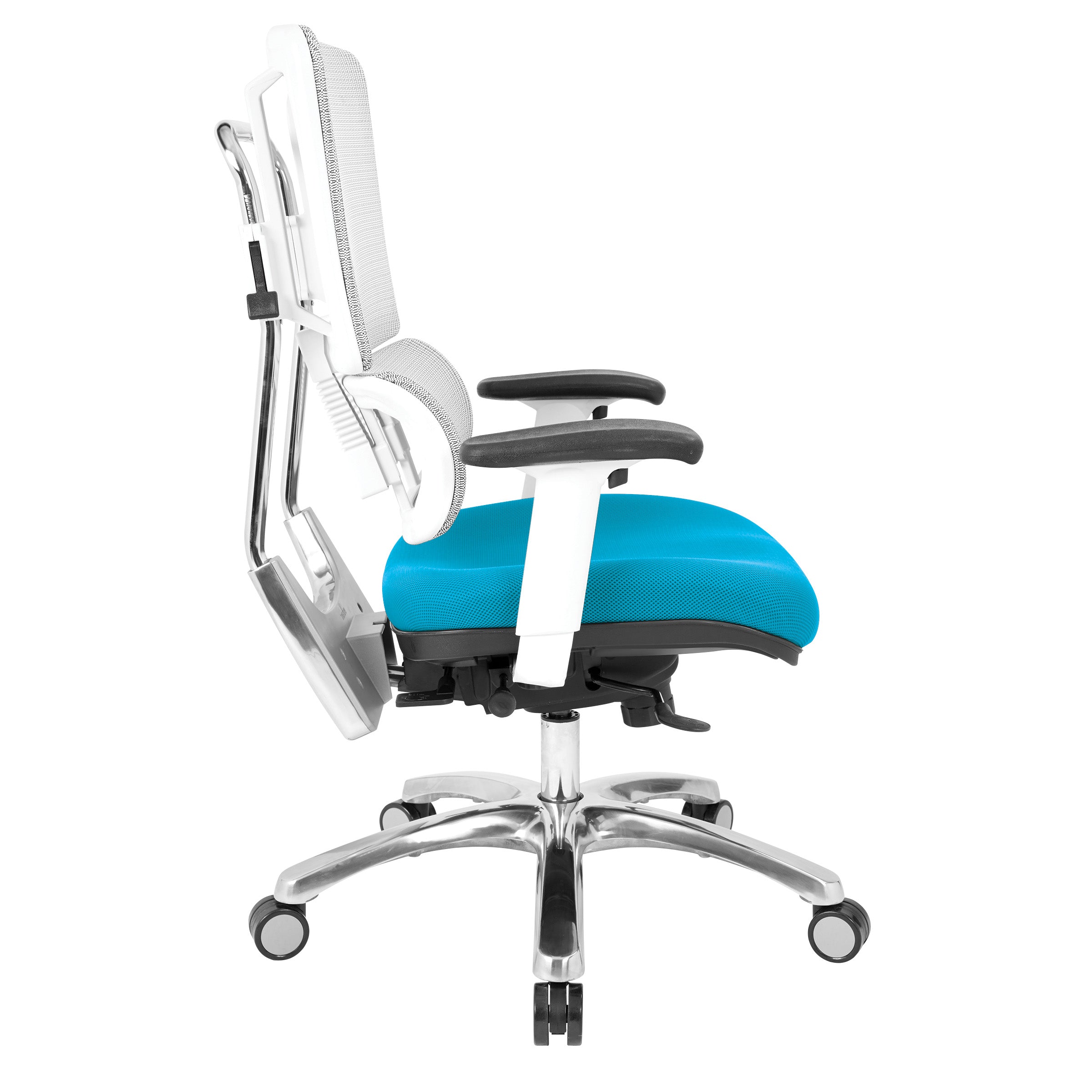 White Vertical Mesh Chair - Blue