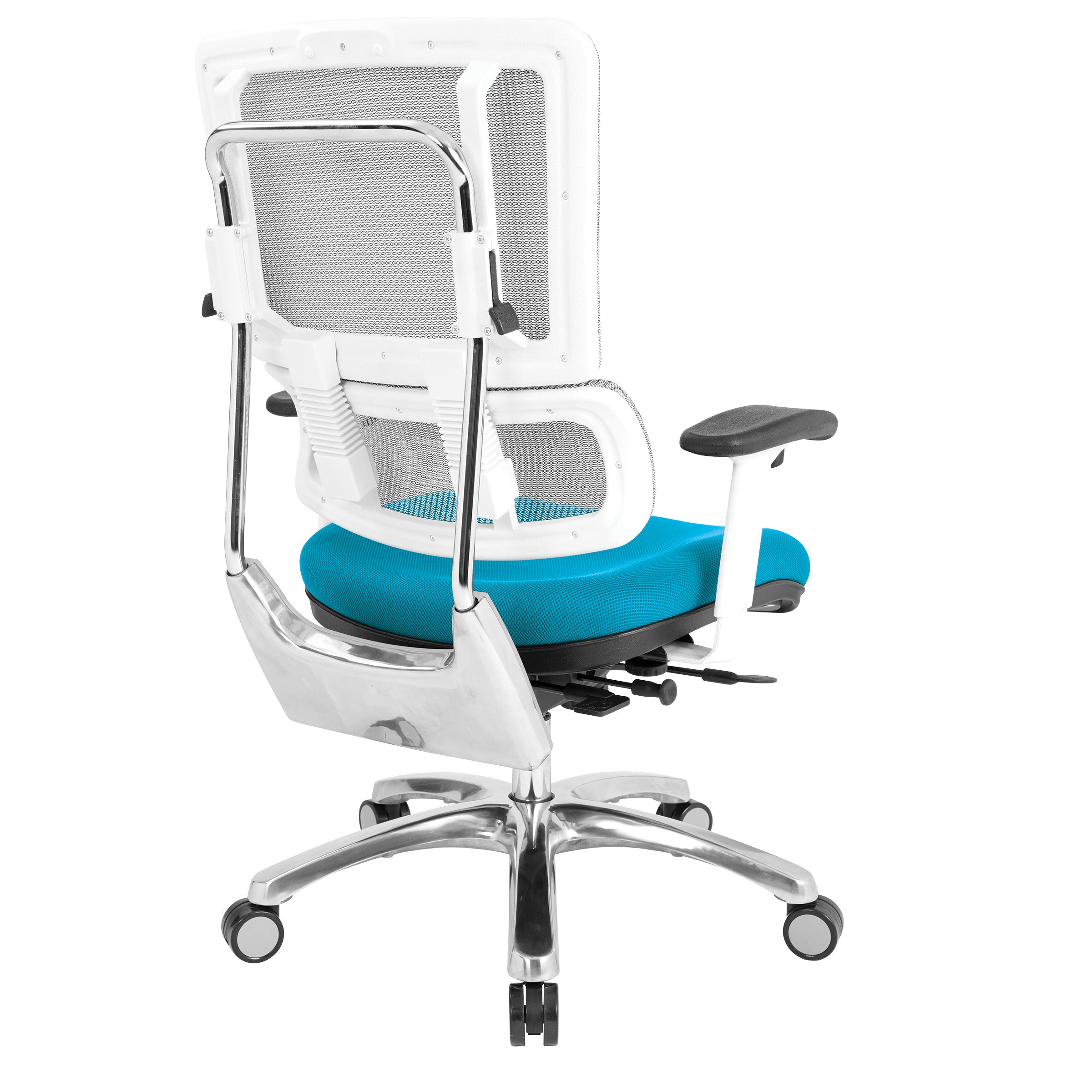 White Vertical Mesh Chair - Blue