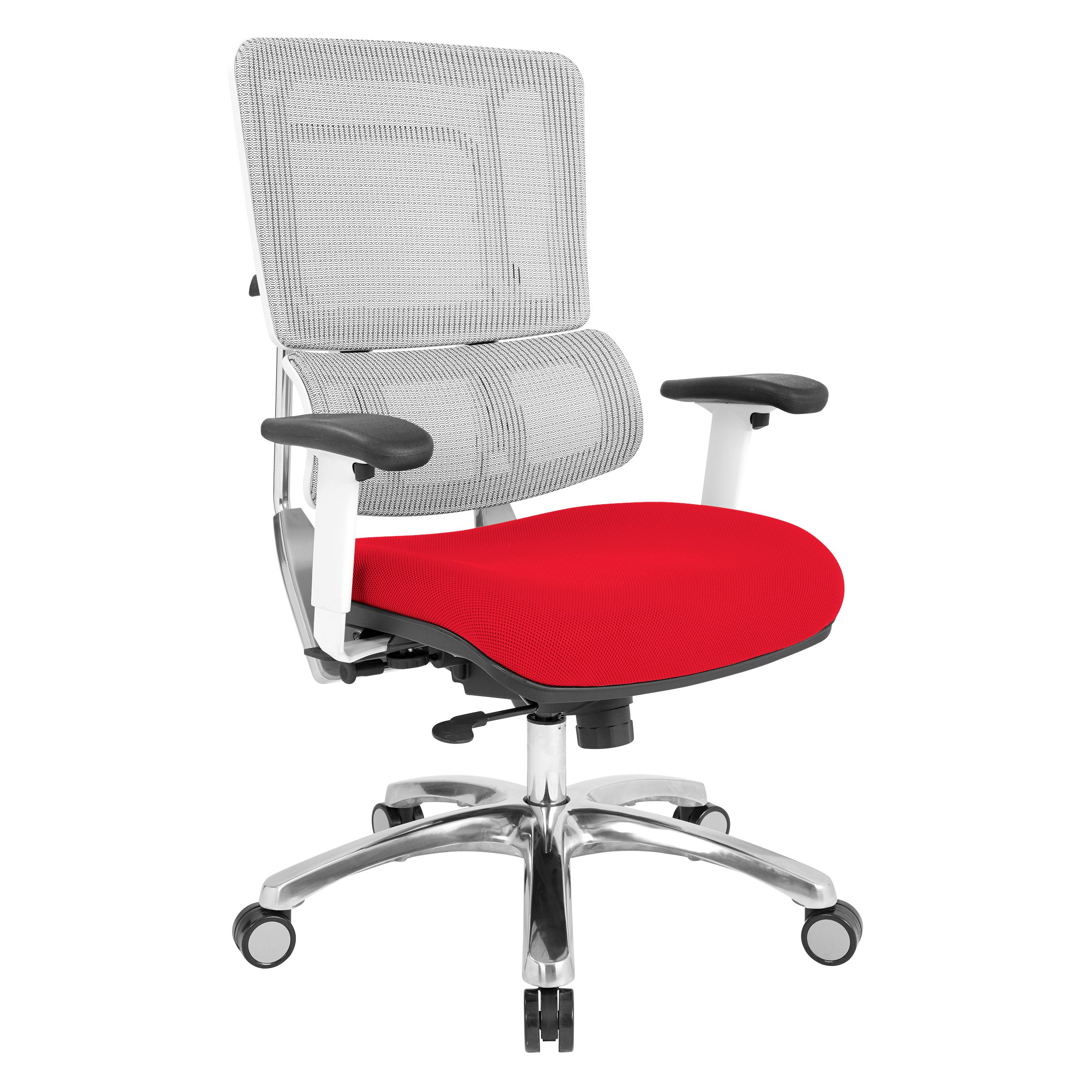 White Vertical Mesh Chair - Red