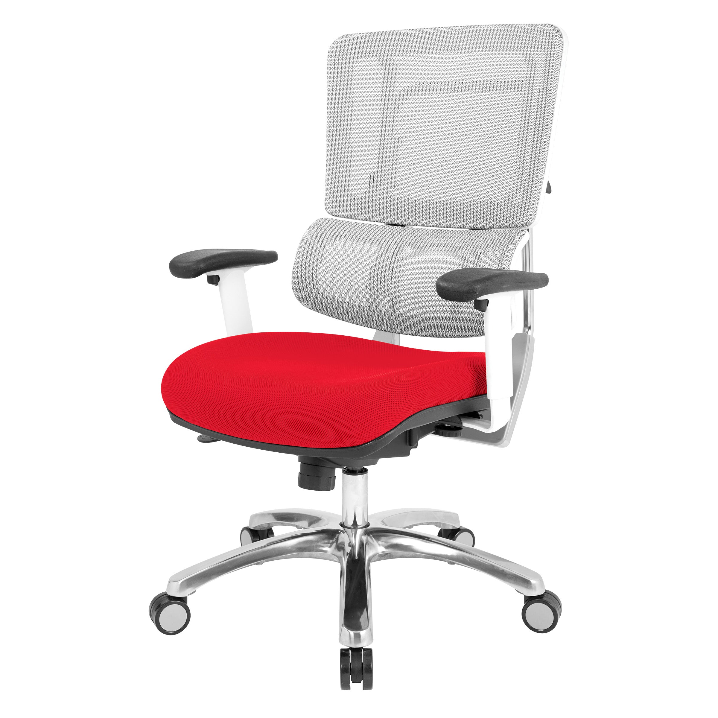 White Vertical Mesh Chair - Red
