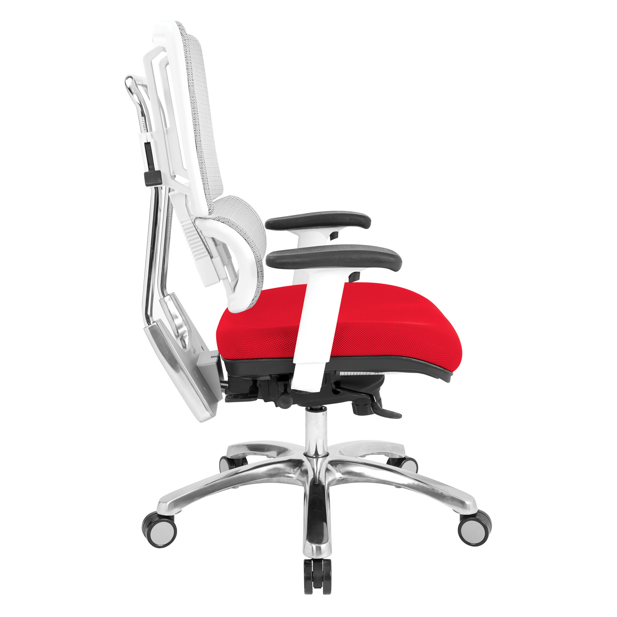 White Vertical Mesh Chair - Red