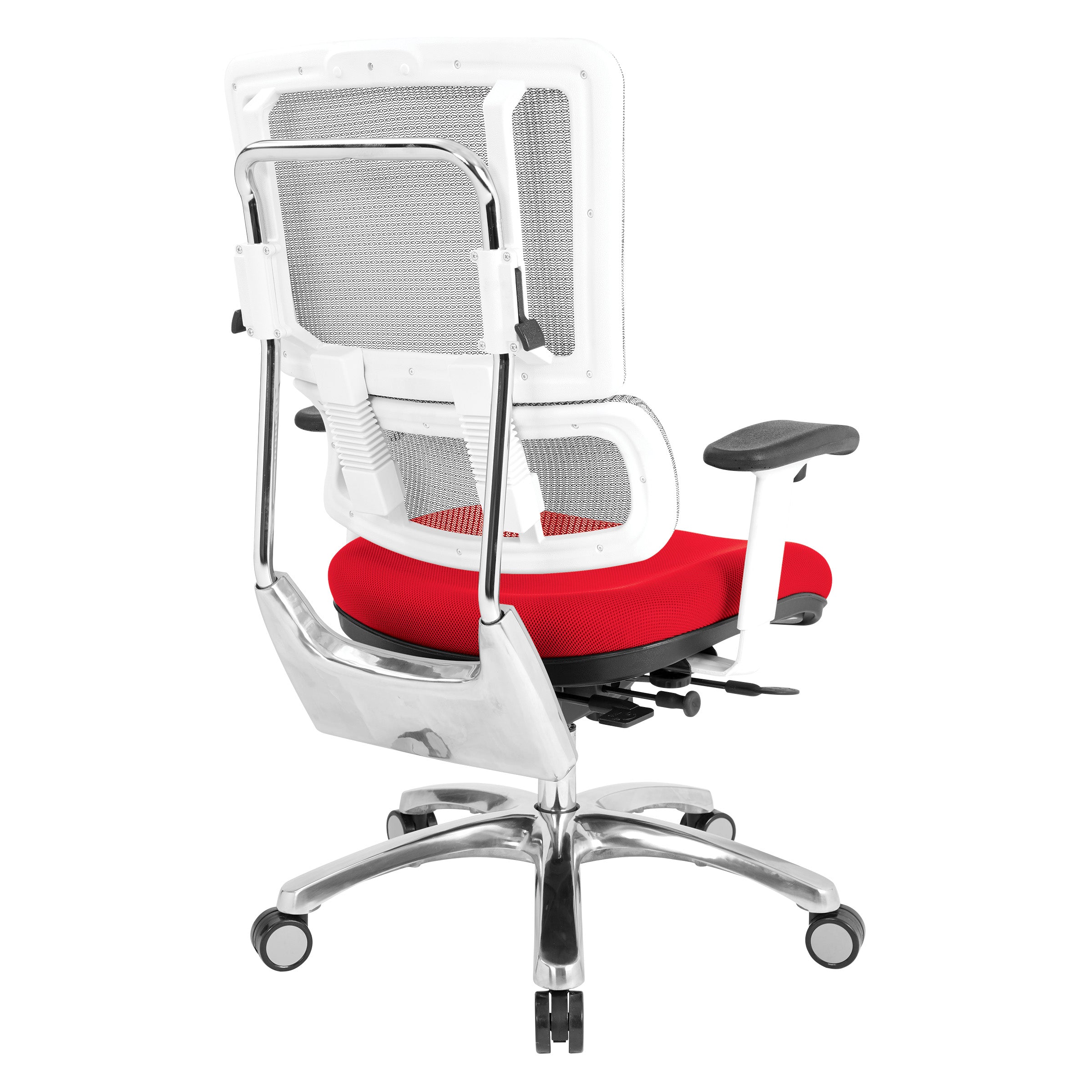 White Vertical Mesh Chair - Red