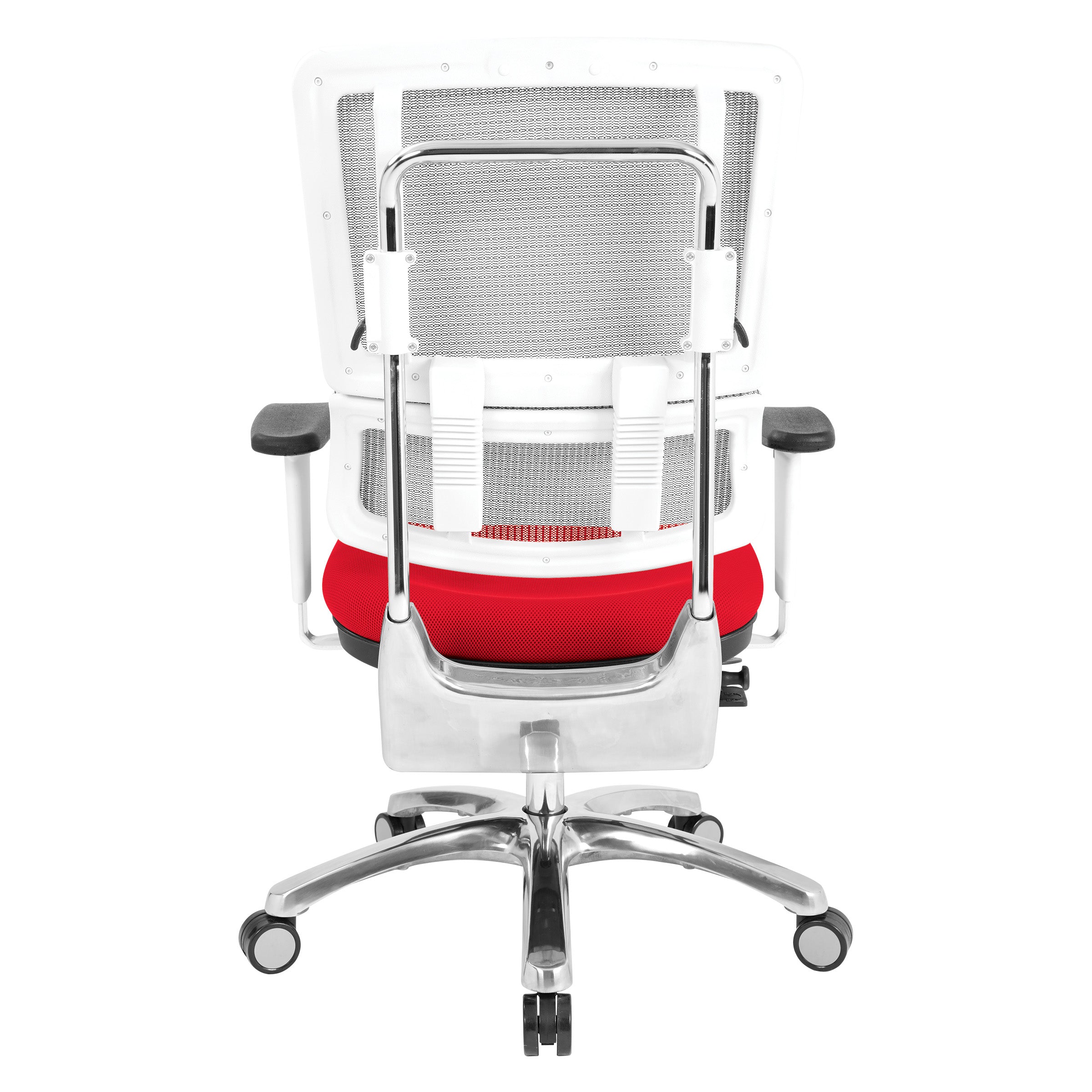 White Vertical Mesh Chair - Red