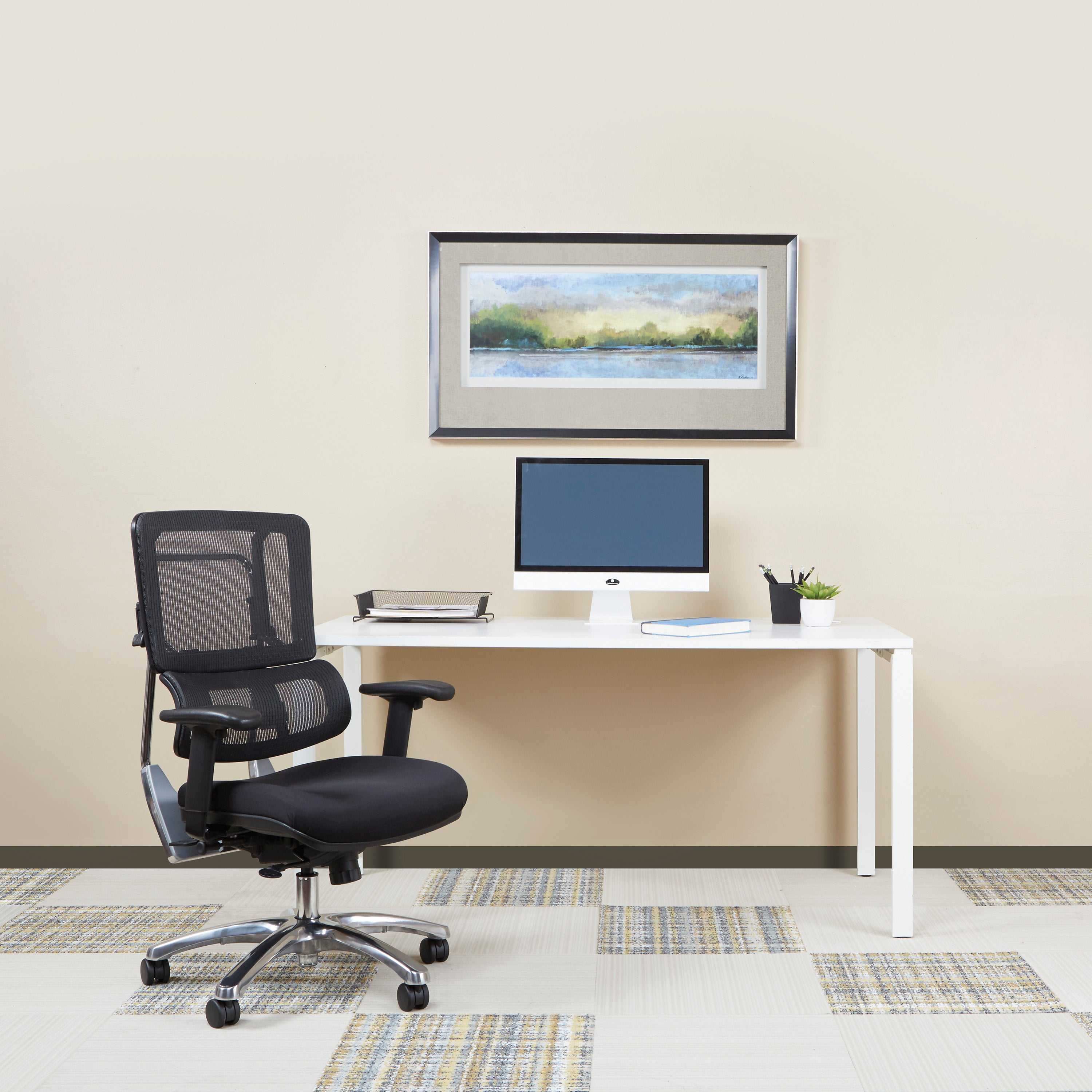 Vertical Black Mesh Back Chair - Black