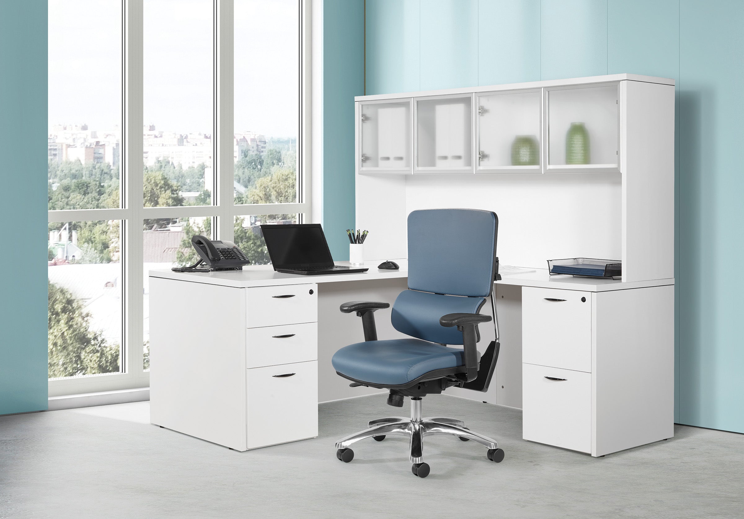 Dillon Seat and Back Managers Chair - Blue