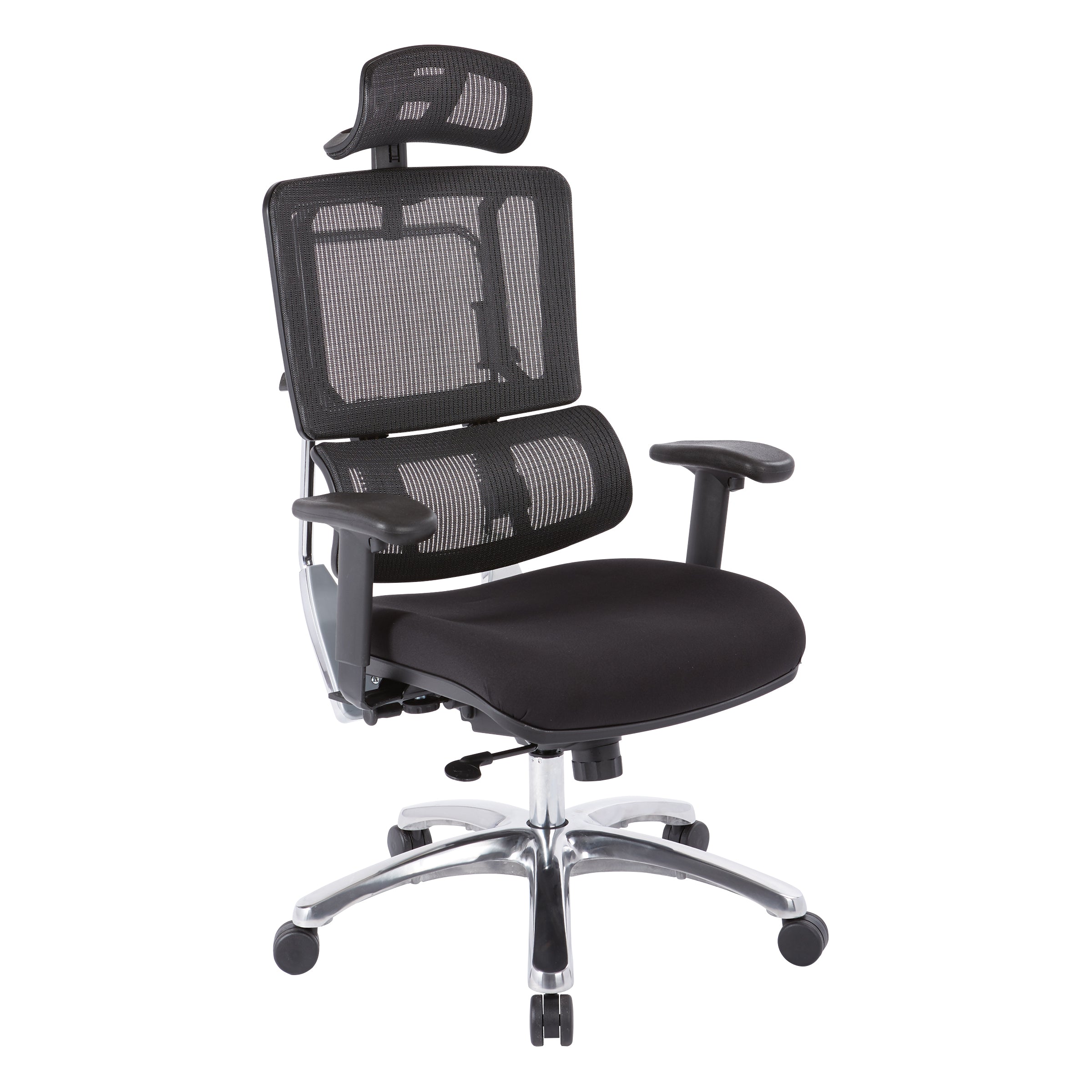 Vertical Black Mesh Back Chair with Headrest - Black