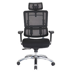 Vertical Black Mesh Back Chair with Headrest - Black