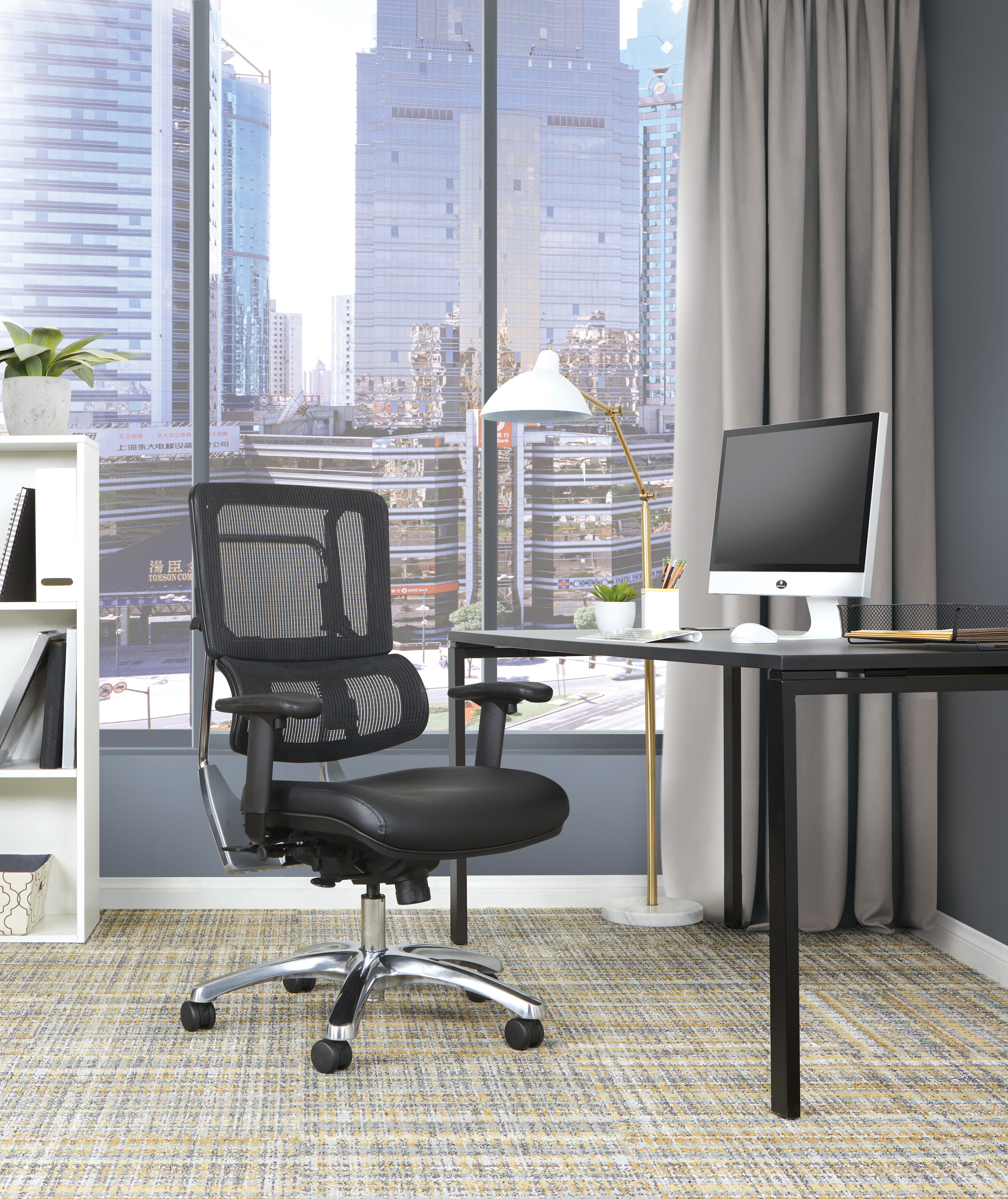 Vertical Black Mesh Back Chair - Black