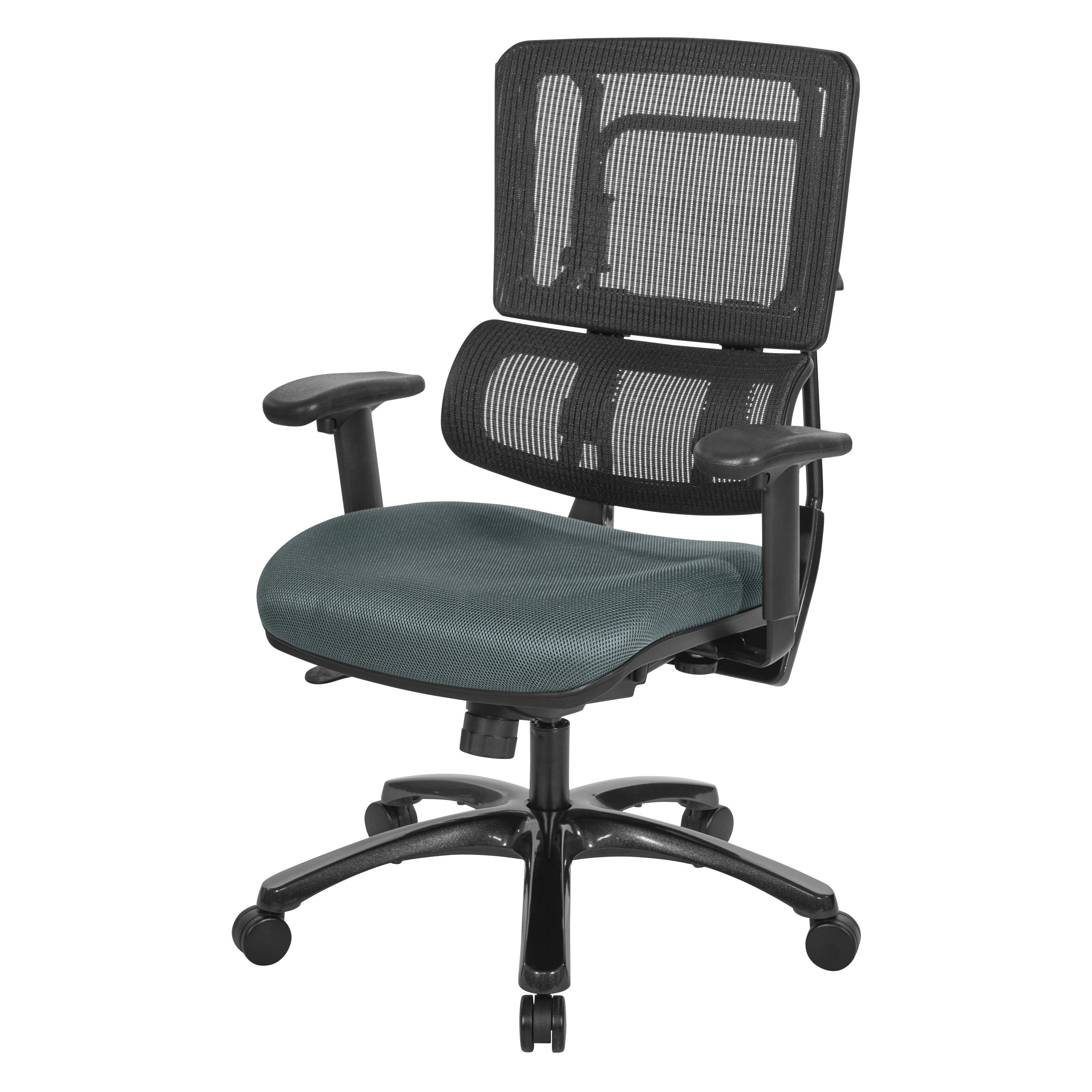 Vertical Black Mesh Back Chair with Shiny Black Base - Grey